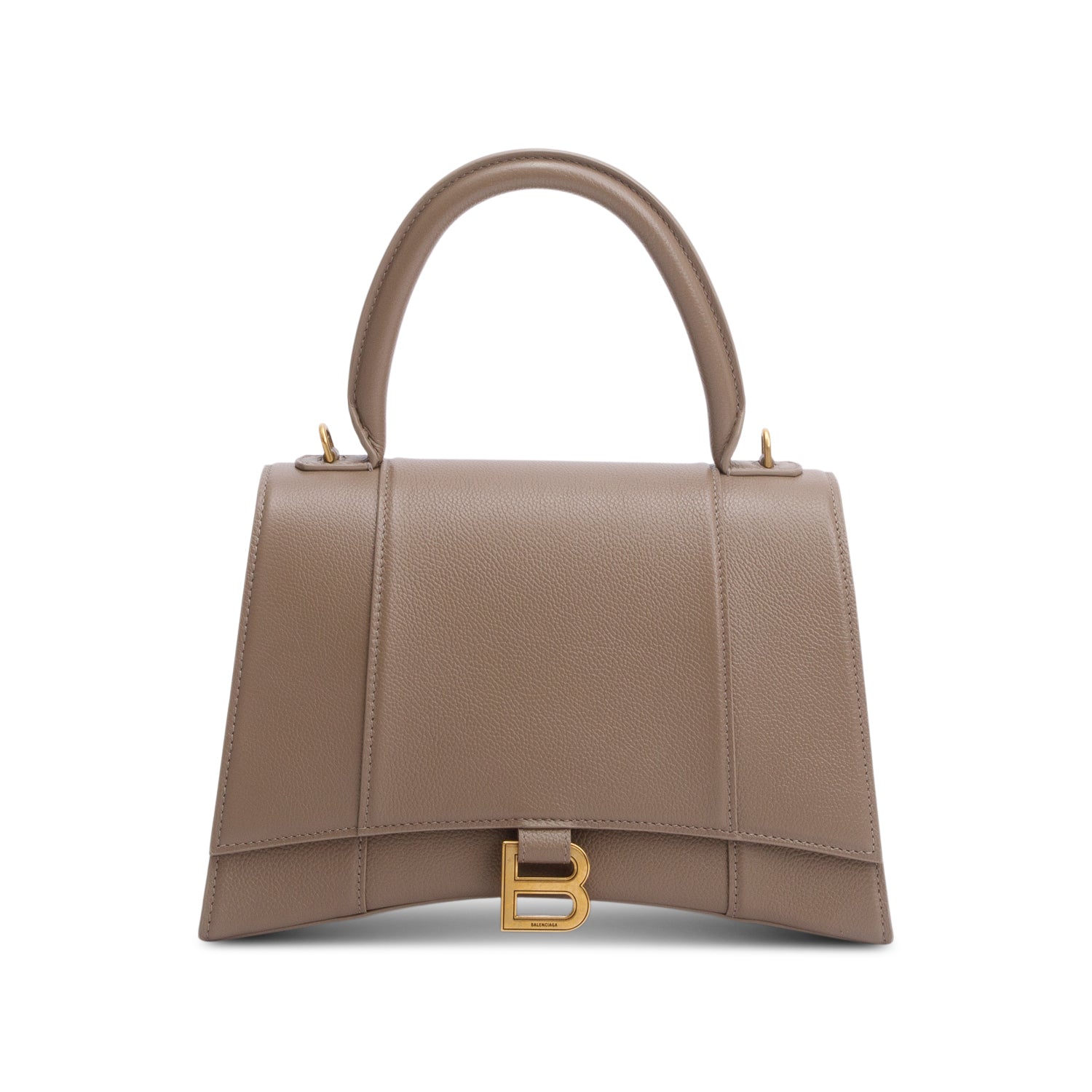 Balenciaga Beige Grained Leather Medium Hourglass Top Handle Bag w/ Strap