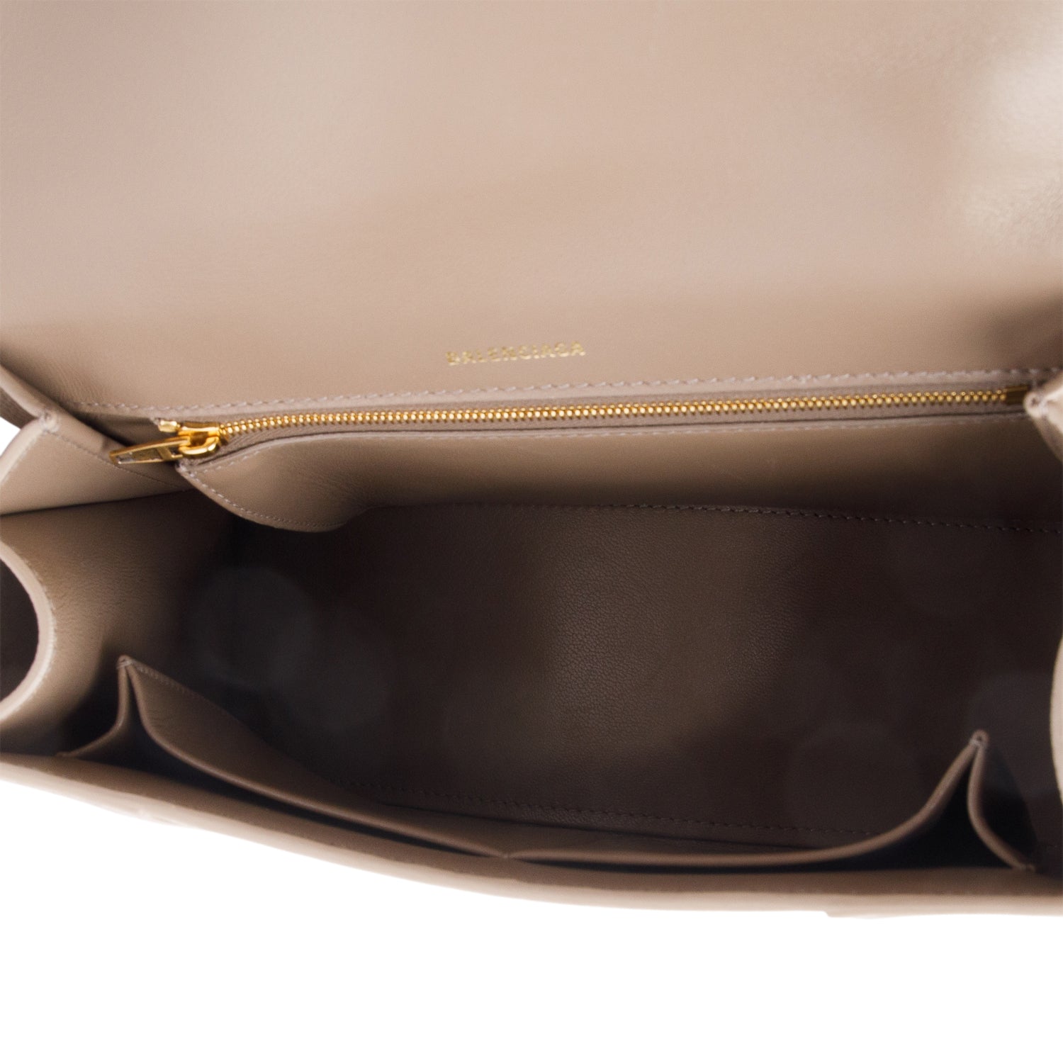 Balenciaga Beige Grained Leather Medium Hourglass Top Handle Bag w/ Strap