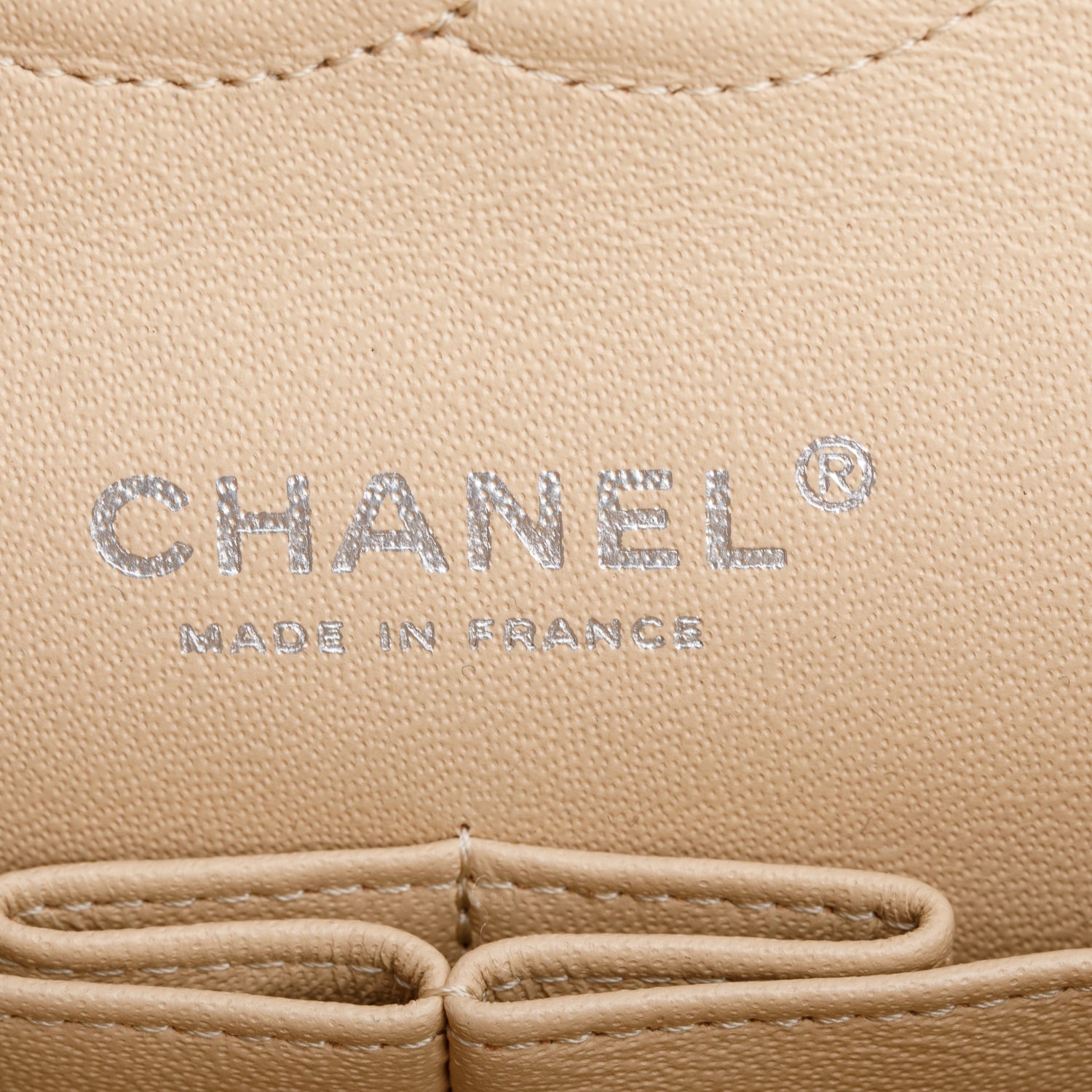 Chanel Beige Quilted Caviar Leather Classic Medium Double Flap Bag w/ Box & Authenticity Card