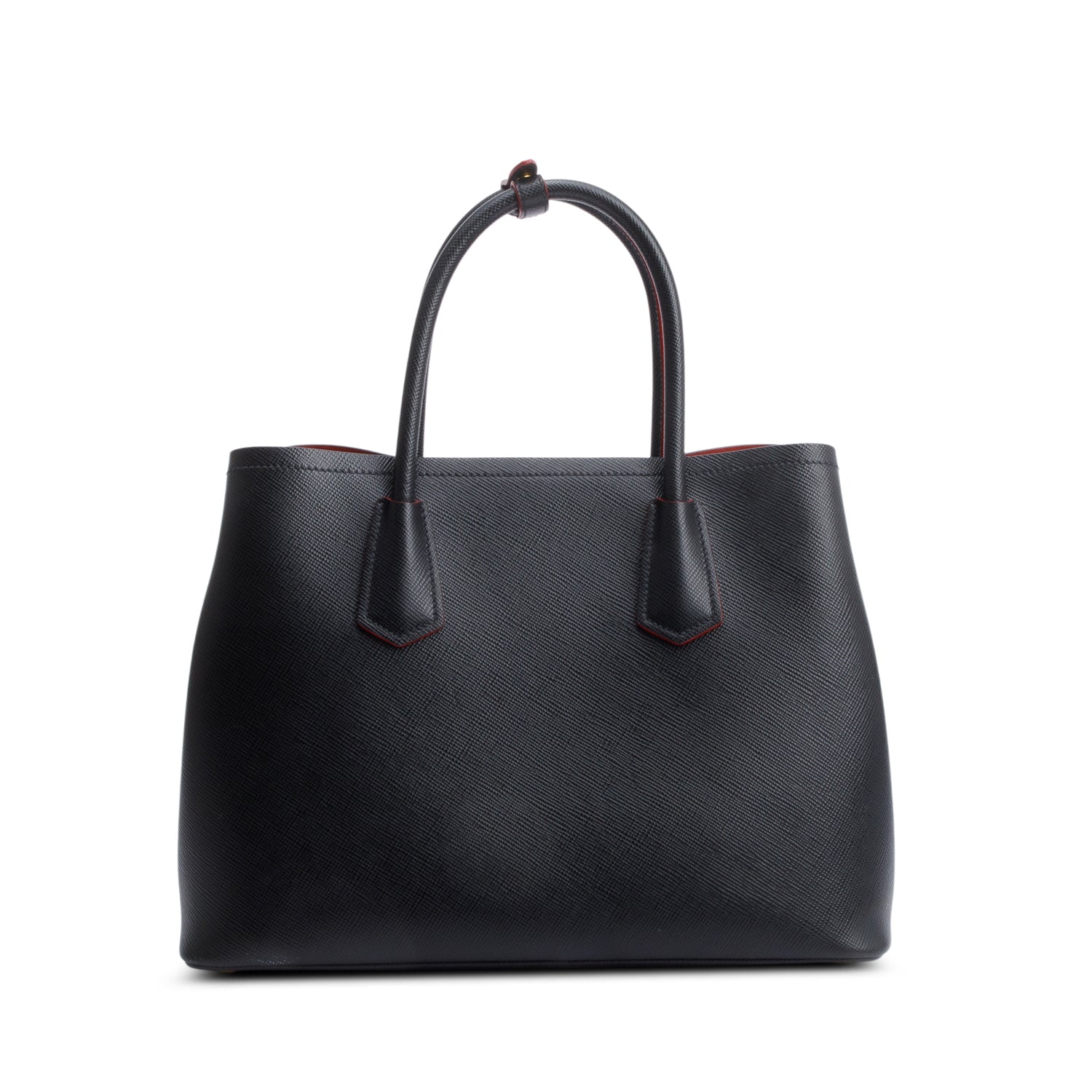 Prada Black Saffiano Lux Medium Cuir Double Tote w/ Strap, Box & Authenticity Card