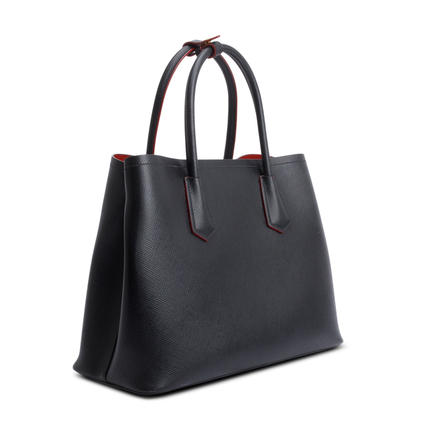 Prada Black Saffiano Lux Medium Cuir Double Tote w/ Strap, Box & Authenticity Card