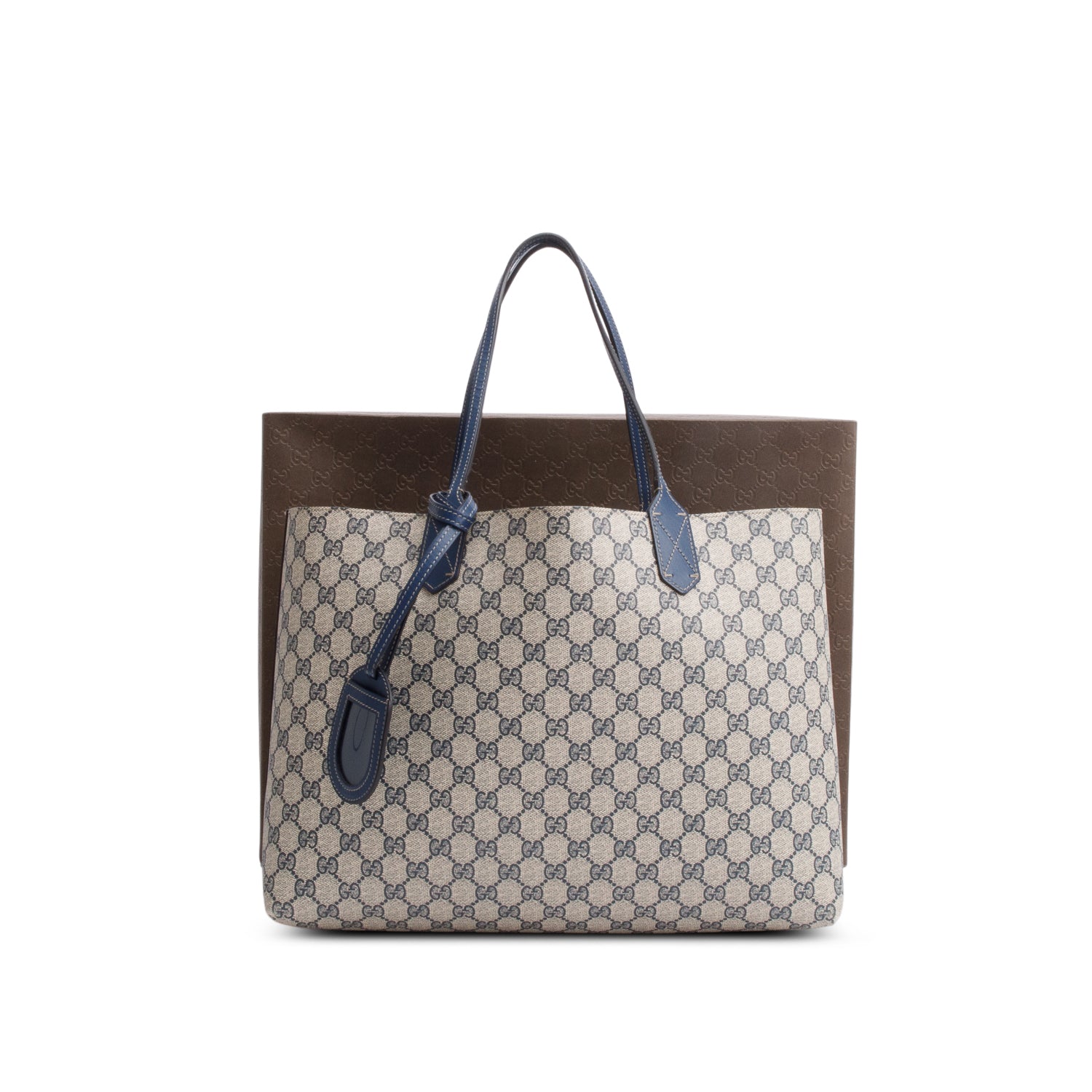Gucci Blue GG Supreme Reversible Medium Tote w/ Box