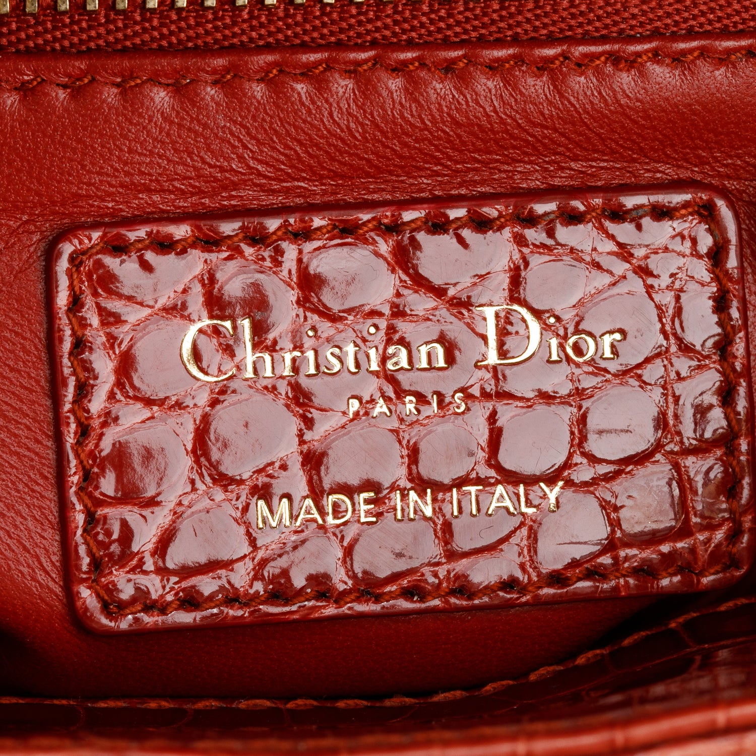 Christian Dior Red Crocodile Crystal Embellished Mini Lady Dior Bag w/ Strap, Box, Receipt & Authenticity Card