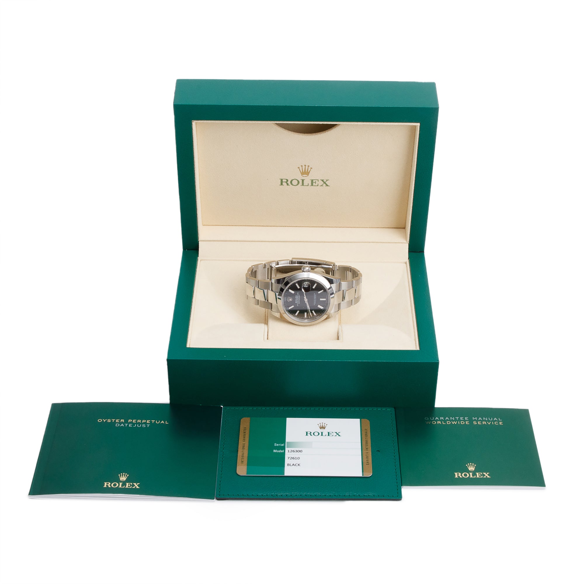 Rolex Stainless Steel Oyster Perpetual Black Dial Datejust 41 MM Watch 126300 w/ Box & Papers