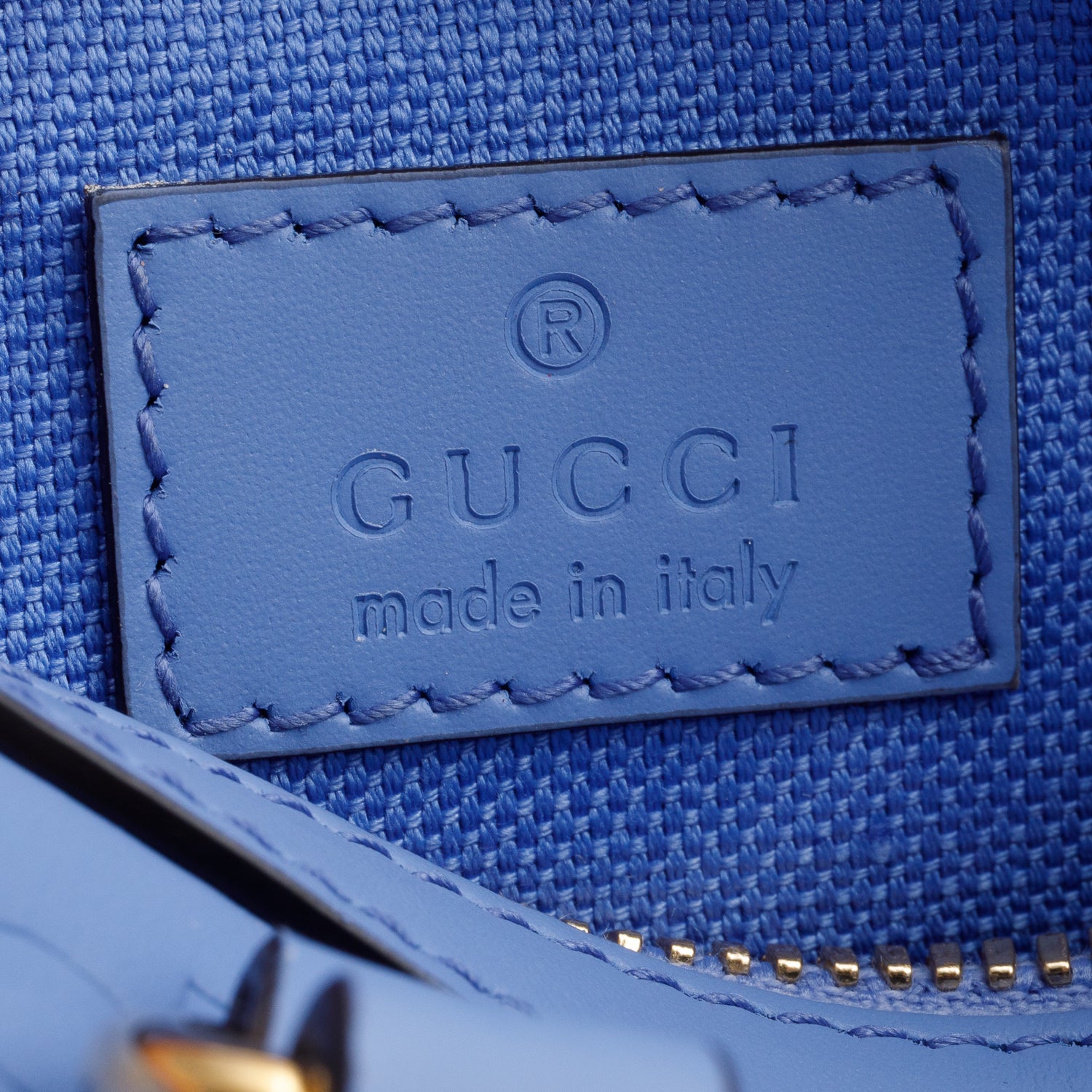 Gucci Blue Embossed GG Calfskin Leather Mini Boston Top Handle Bag w/ Strap & Box