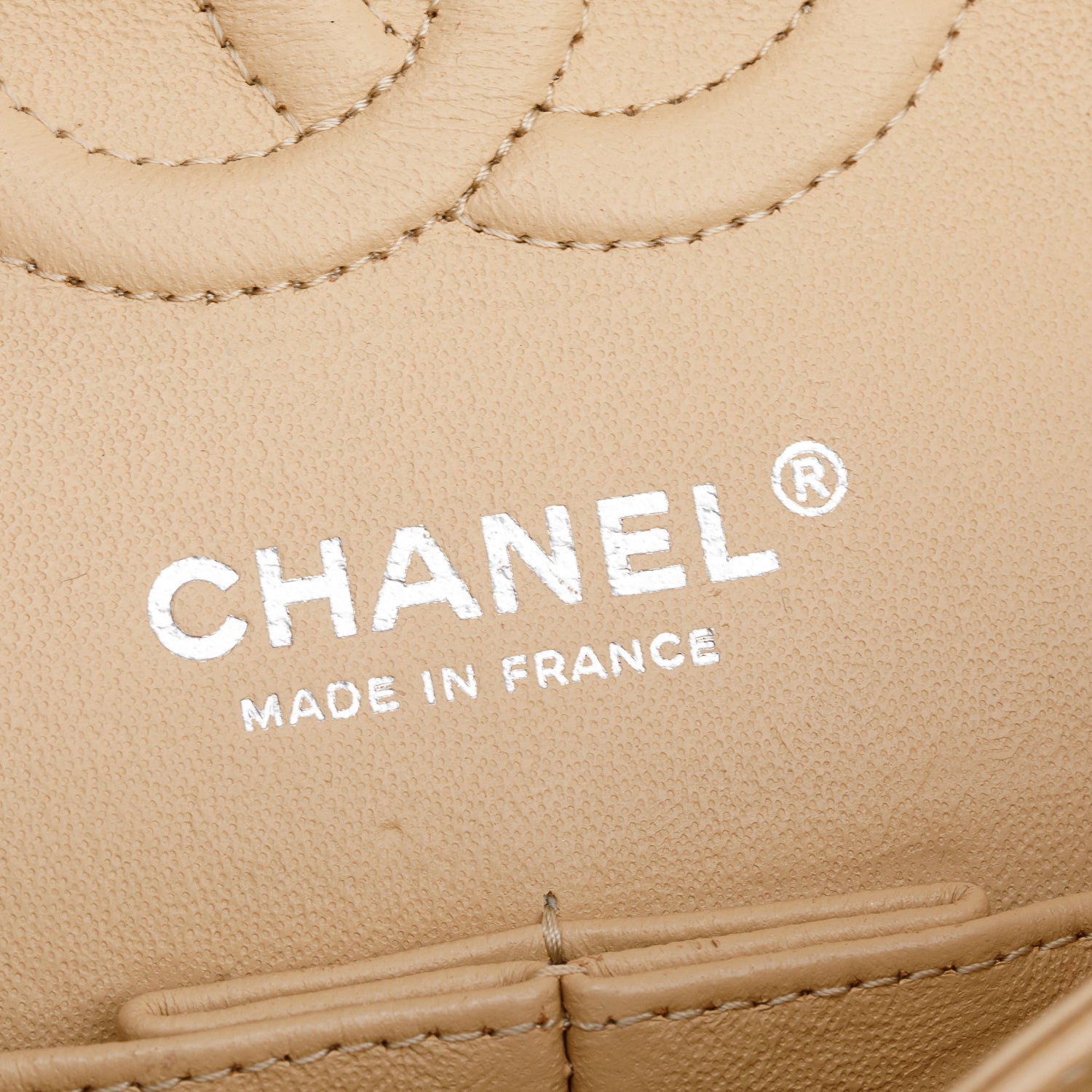 Chanel Beige Quilted Caviar Leather Classic Small Double Flap Bag