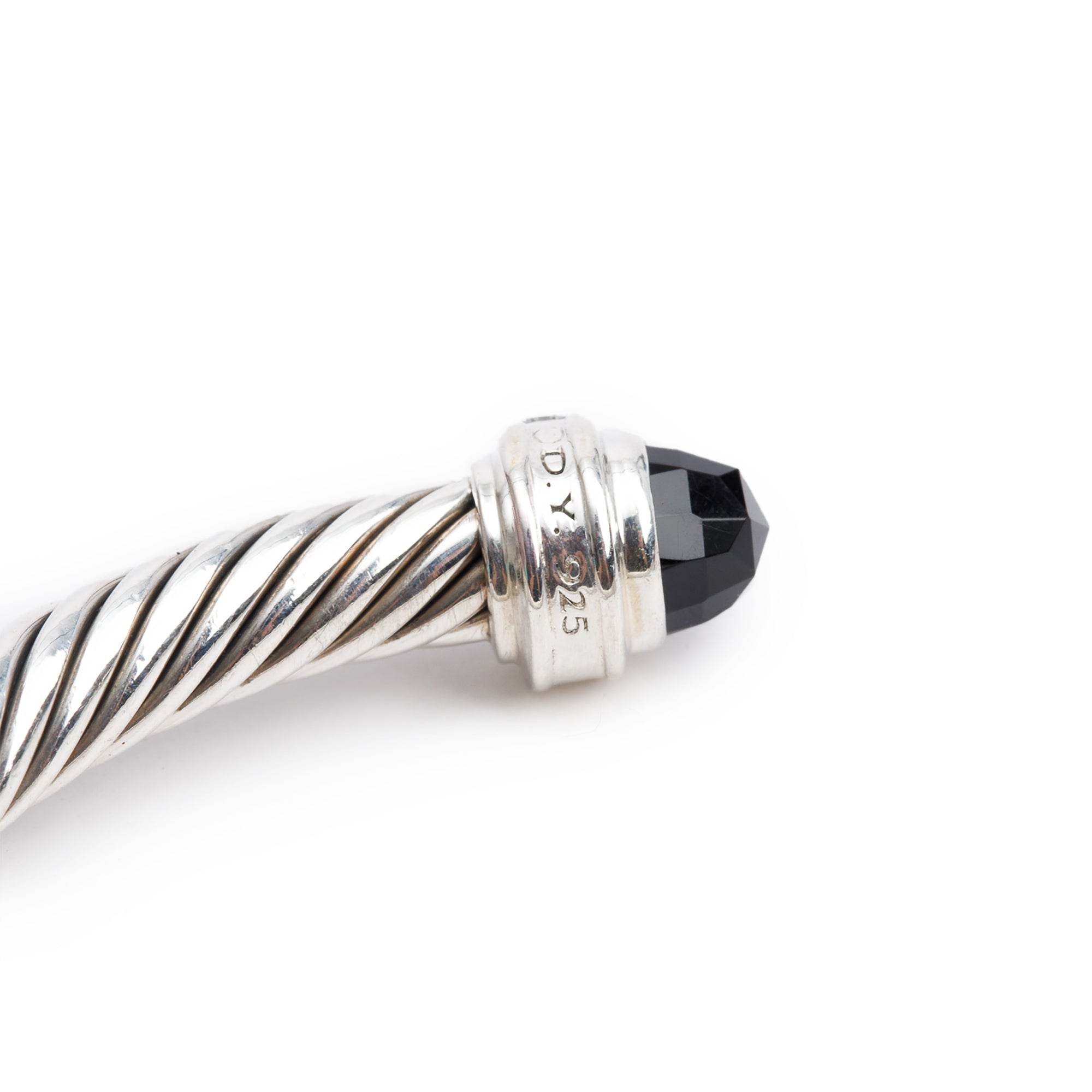 David Yurman Sterling Silver Onyx & Diamond 5 MM Cable Classics Bracelet w/ Box