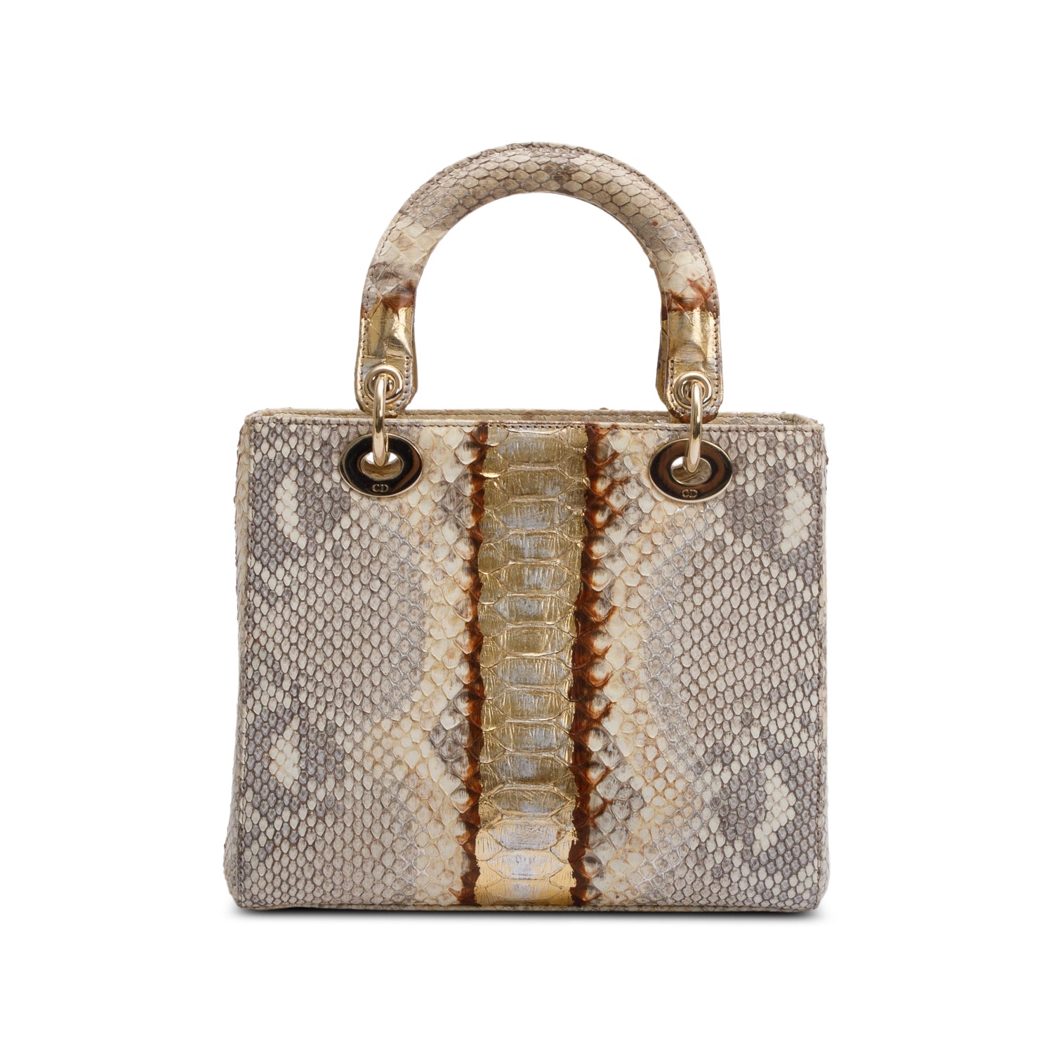 Christian Dior Gold Royal Python Medium Lady Dior Bag w/ Strap & Authenticity Card