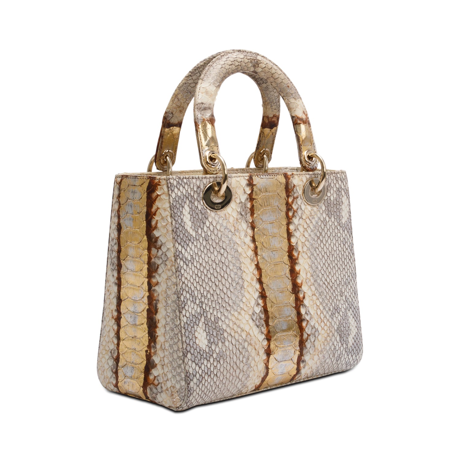 Christian Dior Gold Royal Python Medium Lady Dior Bag w/ Strap & Authenticity Card