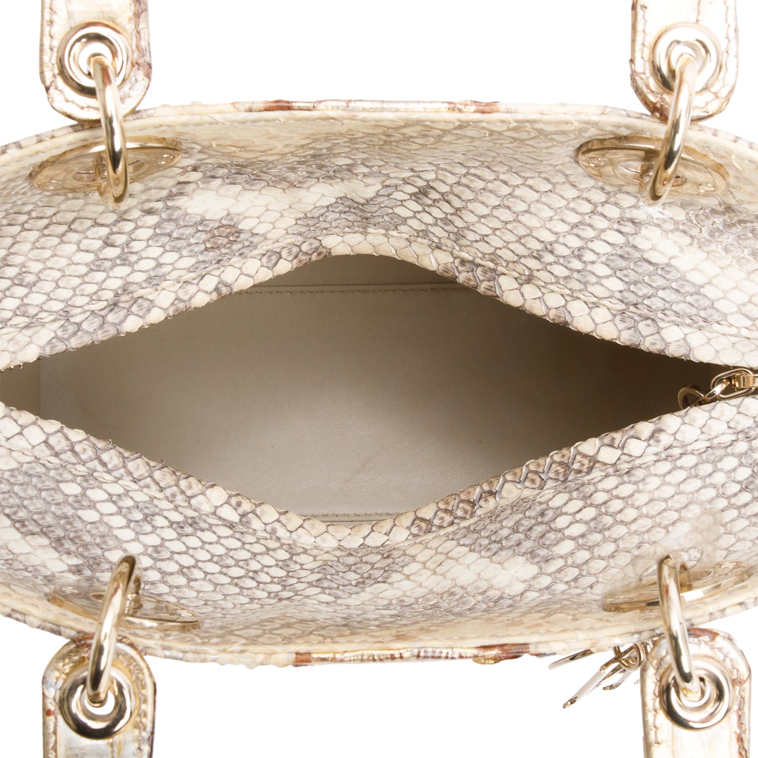 Christian Dior Gold Royal Python Medium Lady Dior Bag w/ Strap & Authenticity Card