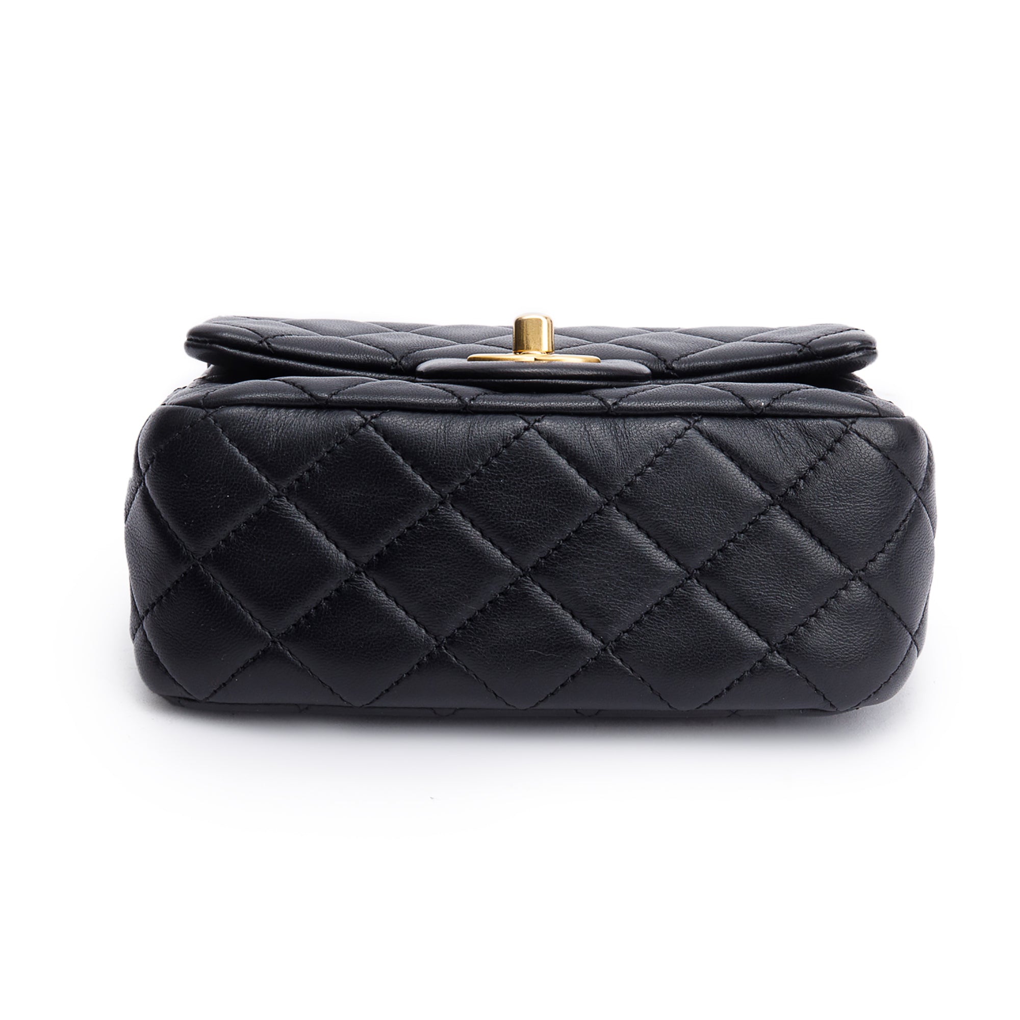 Chanel Black Quilted Lambskin Pearl Crush Square Mini Flap Bag