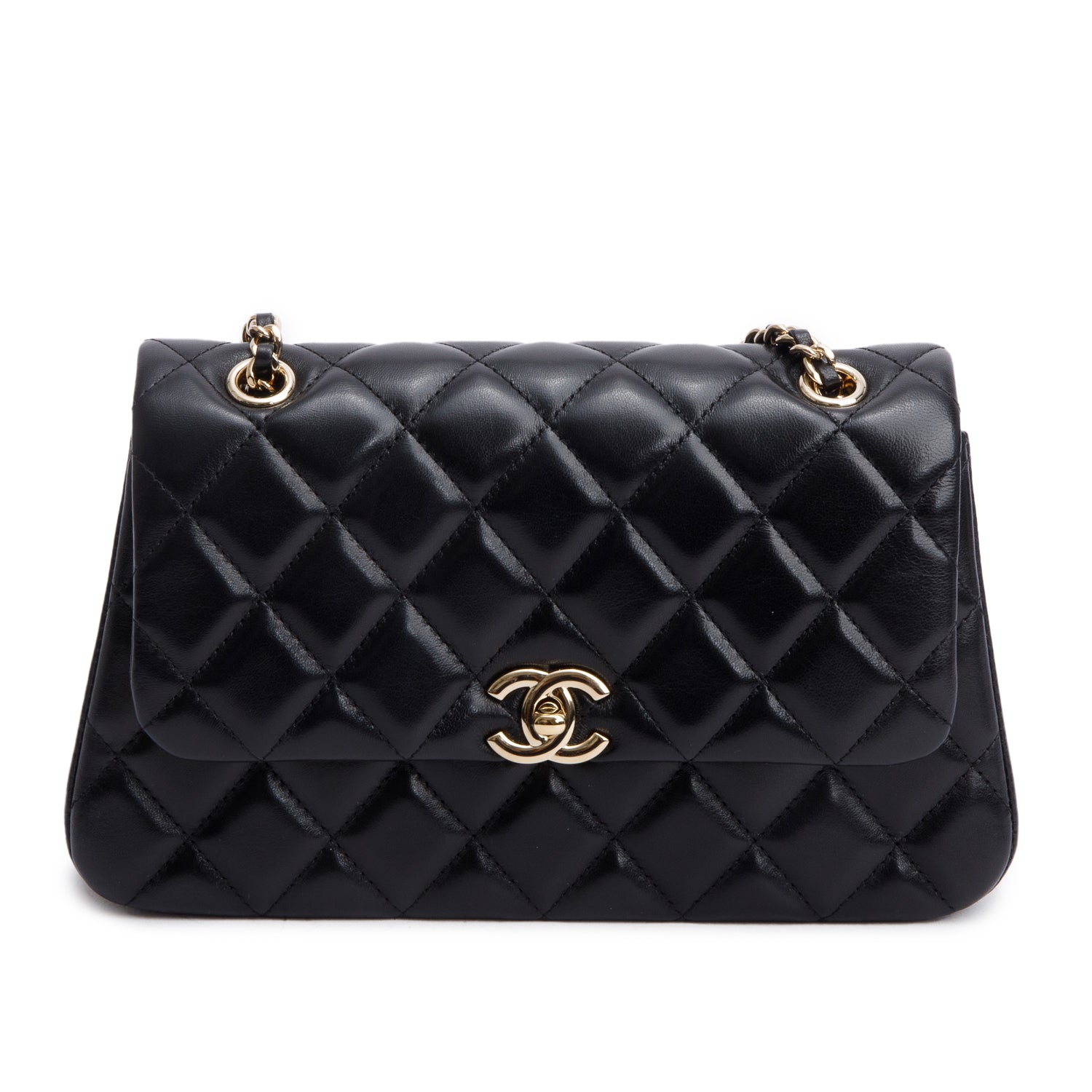 Chanel 2025 Black Quilted Lambskin Leather Small Flap Bag w/ Receipt
