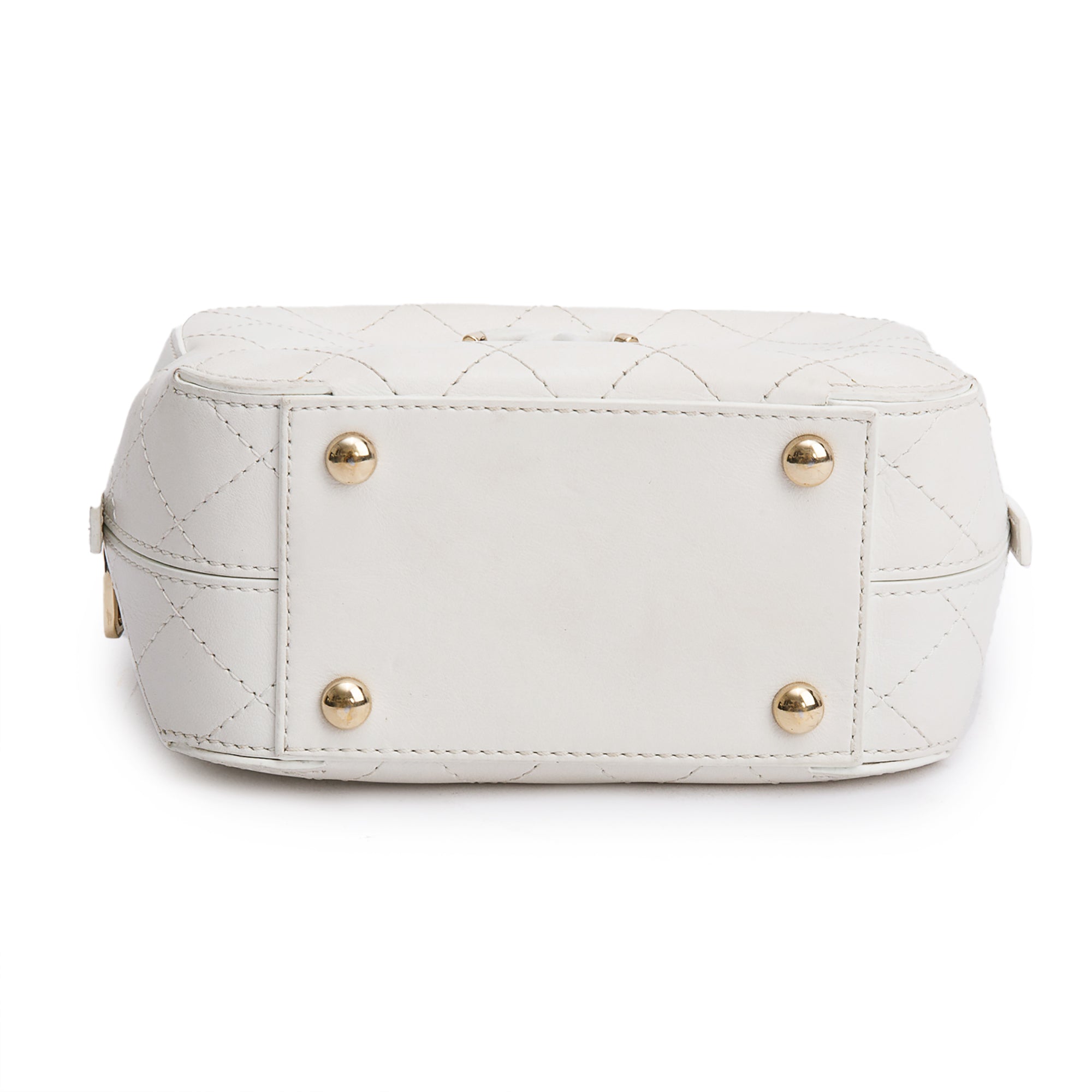 Chanel White Calfskin Leather Stitched Enamel CC Camera Bag