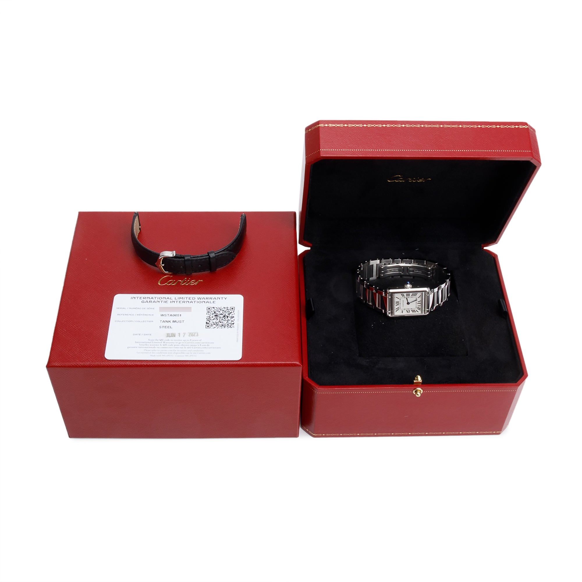 Cartier 2023 Stainless Steel Tank Must de Cartier Quartz Watch, Small Model 4322 w/ Box & Papers