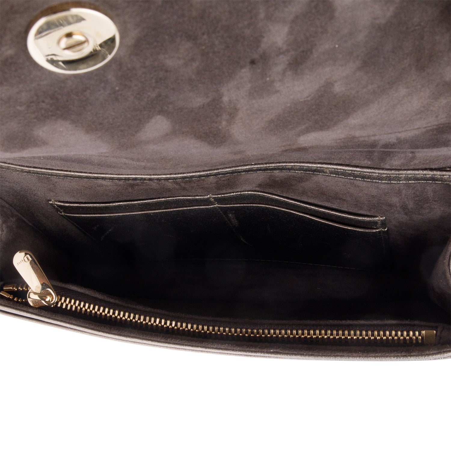 Christian Dior Metallic Gold Diorama Wallet on Chain w/ Box