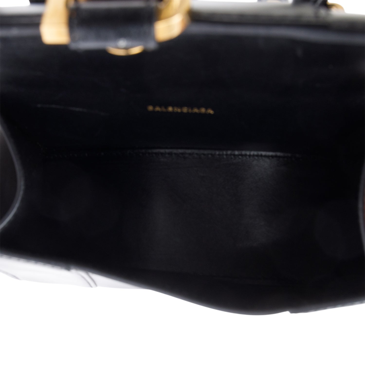 Balenciaga Black Leather XS Hourglass Top Handle Bag w/ Strap