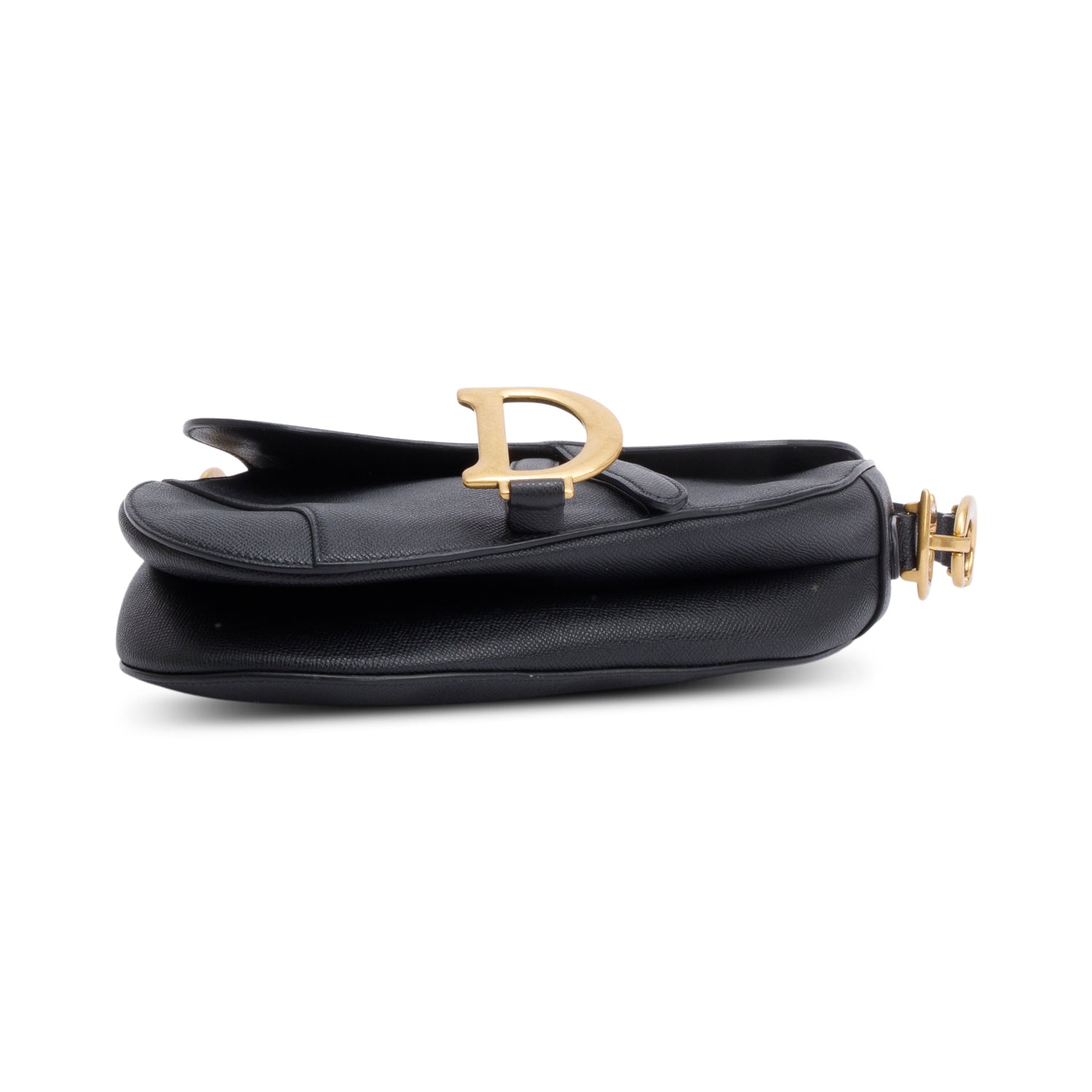Christian Dior 2020 Black Grained Calfskin Leather Saddle Bag w/ Authenticity Card