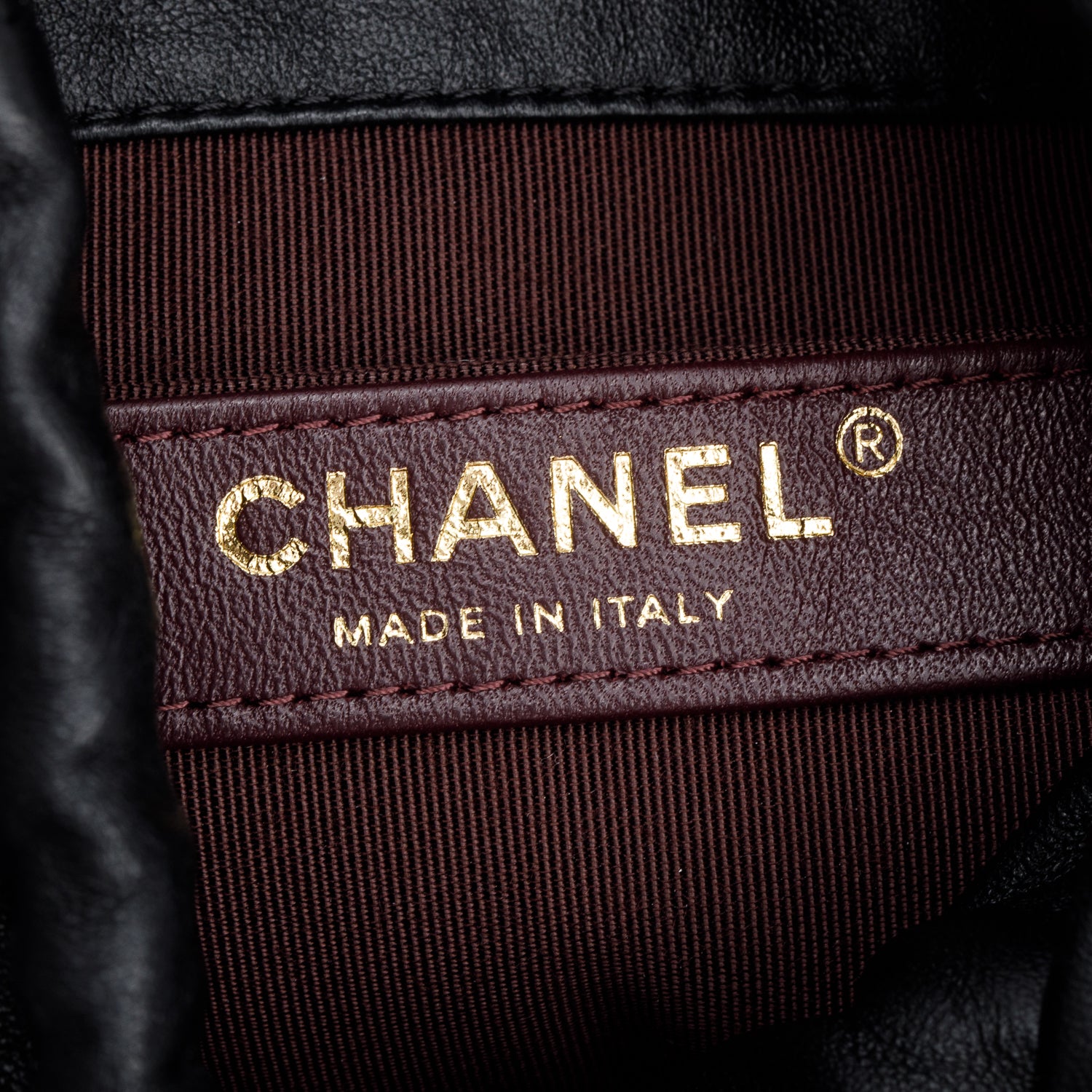 Chanel 2020 Black Lambskin Leather Chain Cage Bucket Bag w/ Authenticity Card