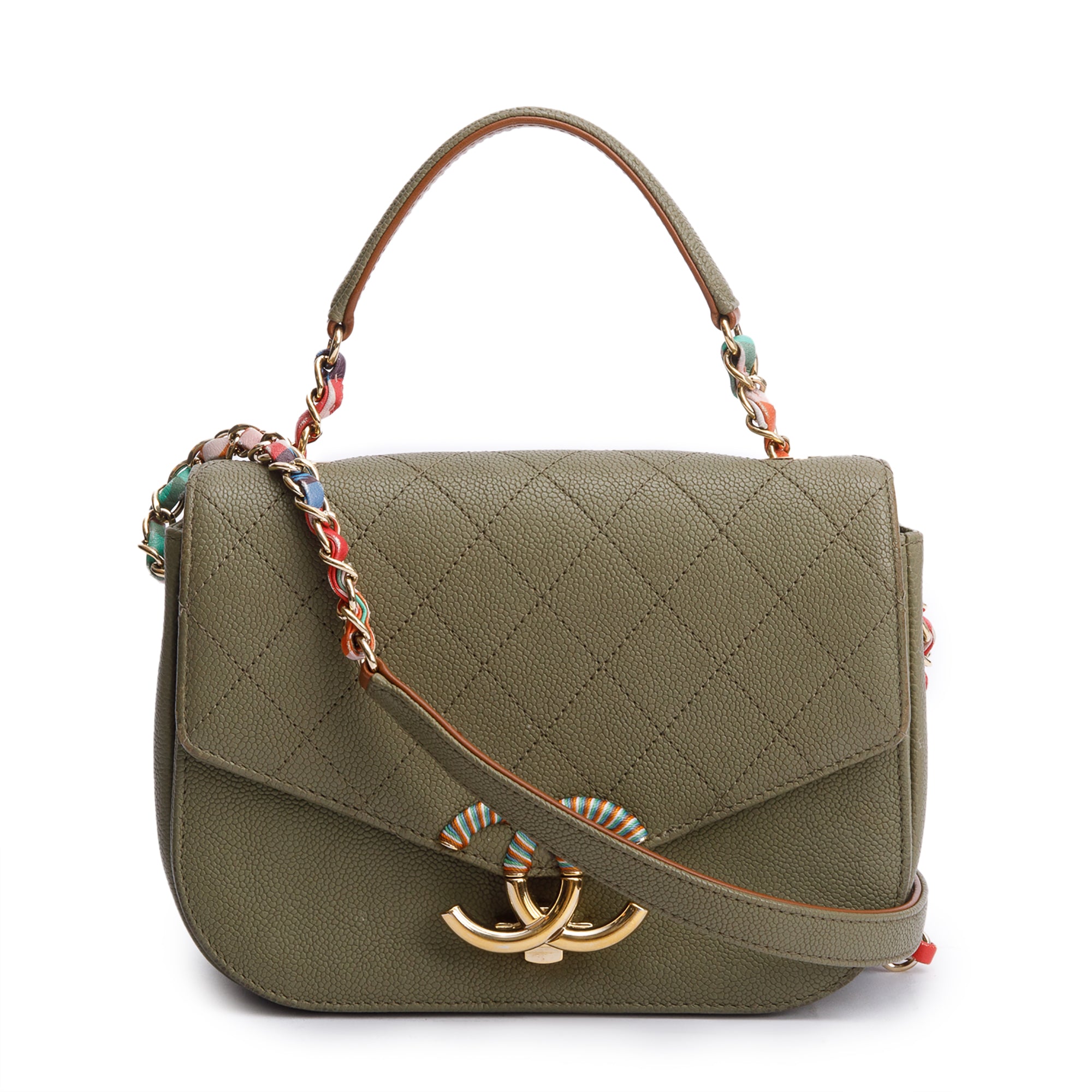 Chanel Green Caviar Paris-Cuba Thread Around Flap Bag w/ Authenticity Card