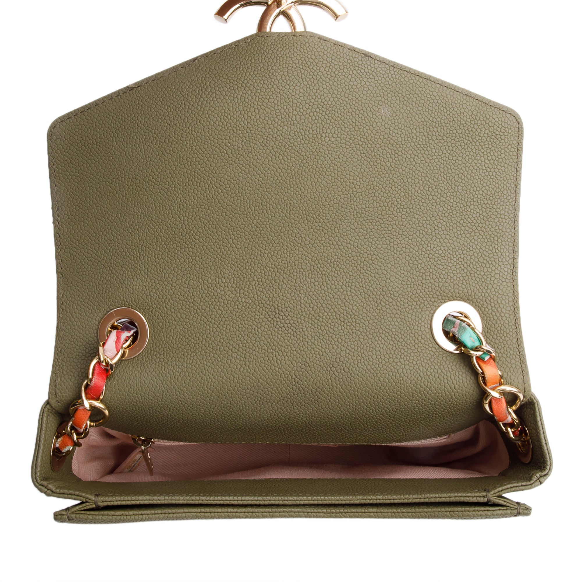 Chanel Green Caviar Paris-Cuba Thread Around Flap Bag w/ Authenticity Card