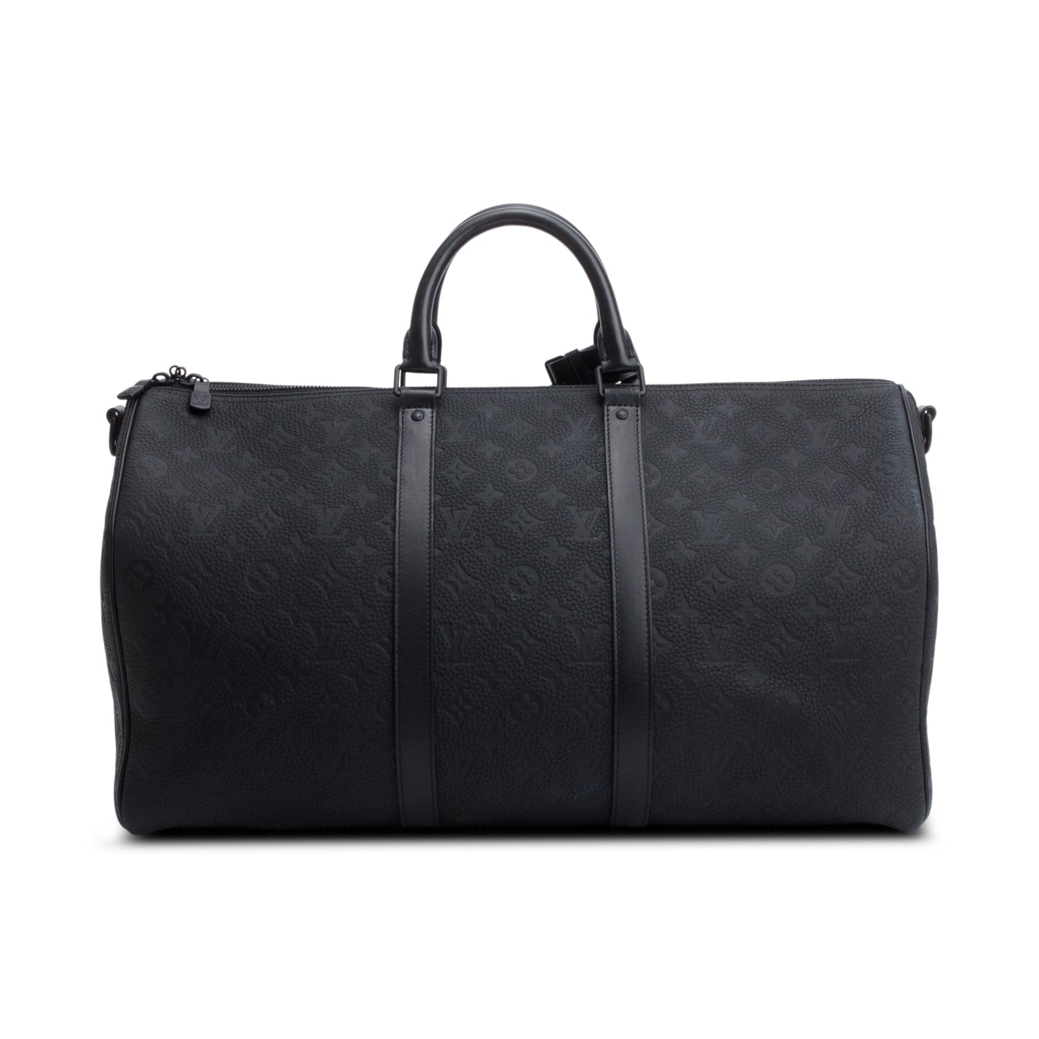 Louis Vuitton Black Monogram Taurillon Embossed Leather Keepall Bandouliere 50 w/ Strap