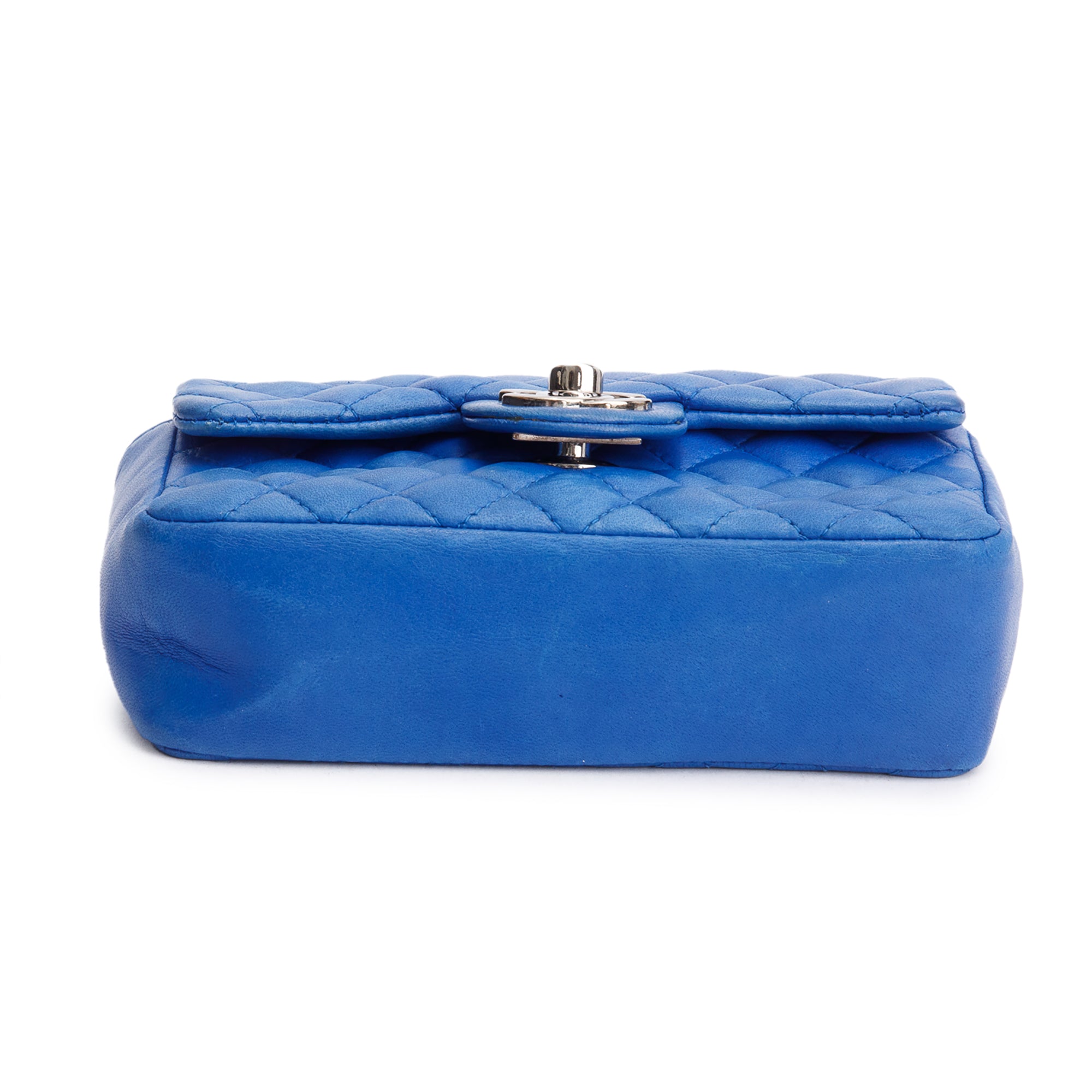 Chanel Vintage Blue Lambskin Leather Classic Extra Mini Rectangular Flap Bag