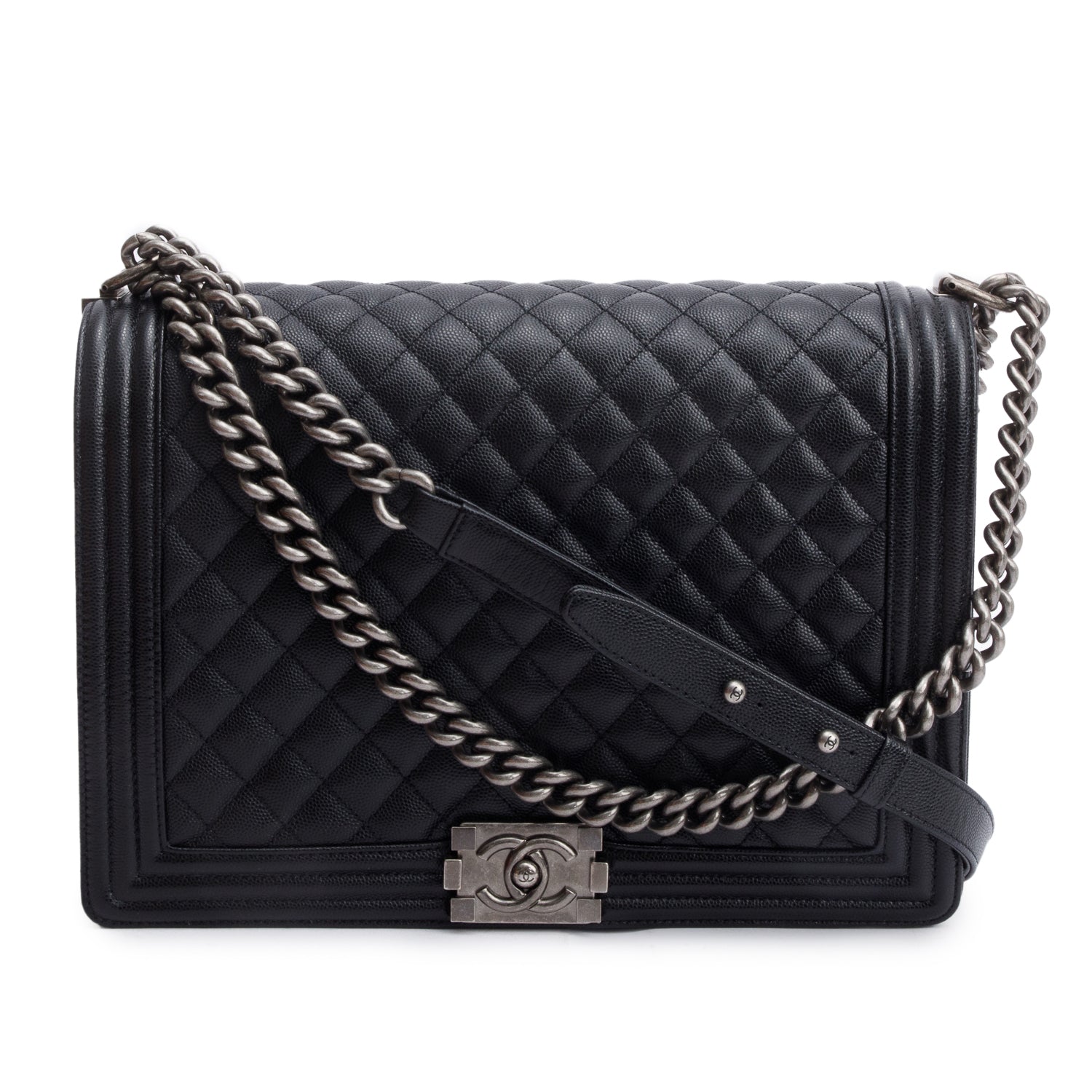 Chanel Black Quilted Caviar Leather XL Boy Bag