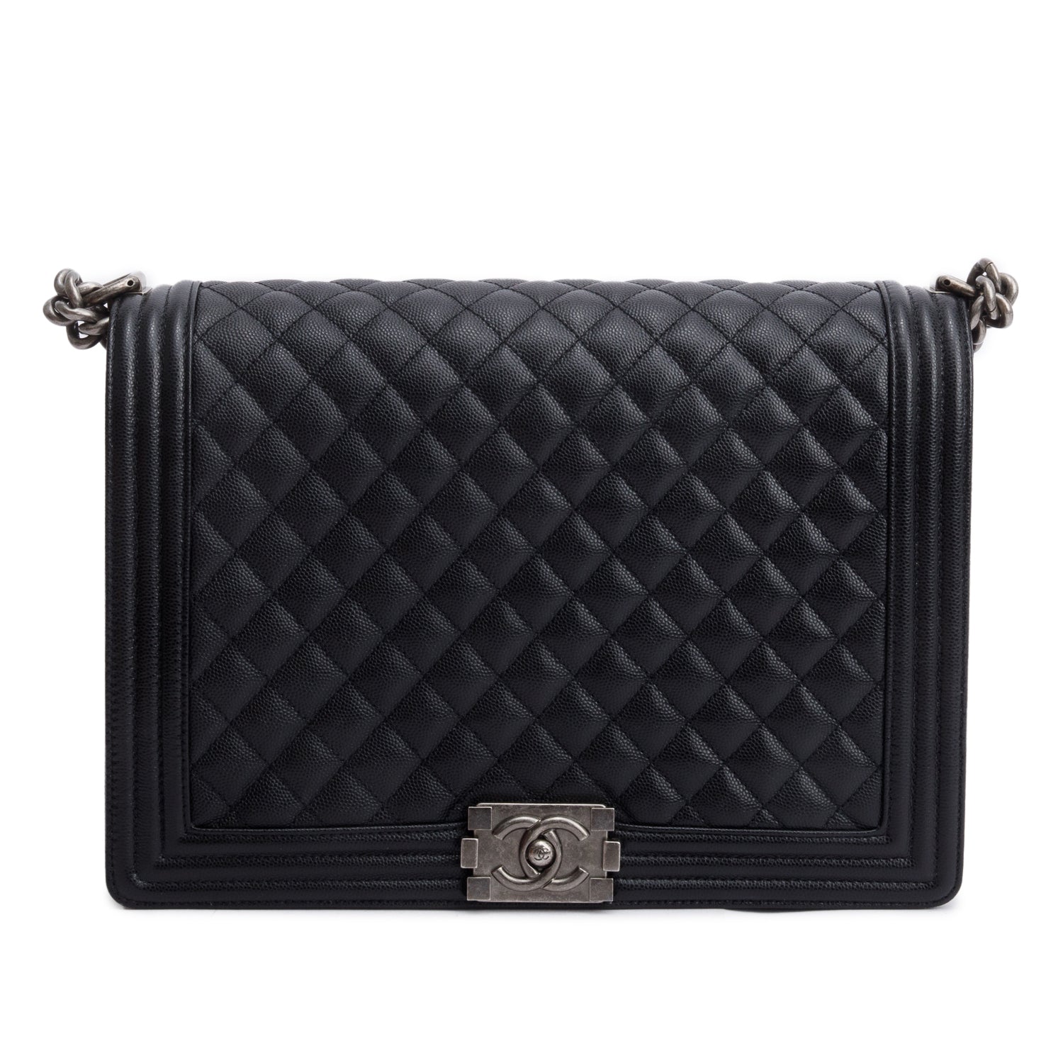 Chanel Black Quilted Caviar Leather XL Boy Bag