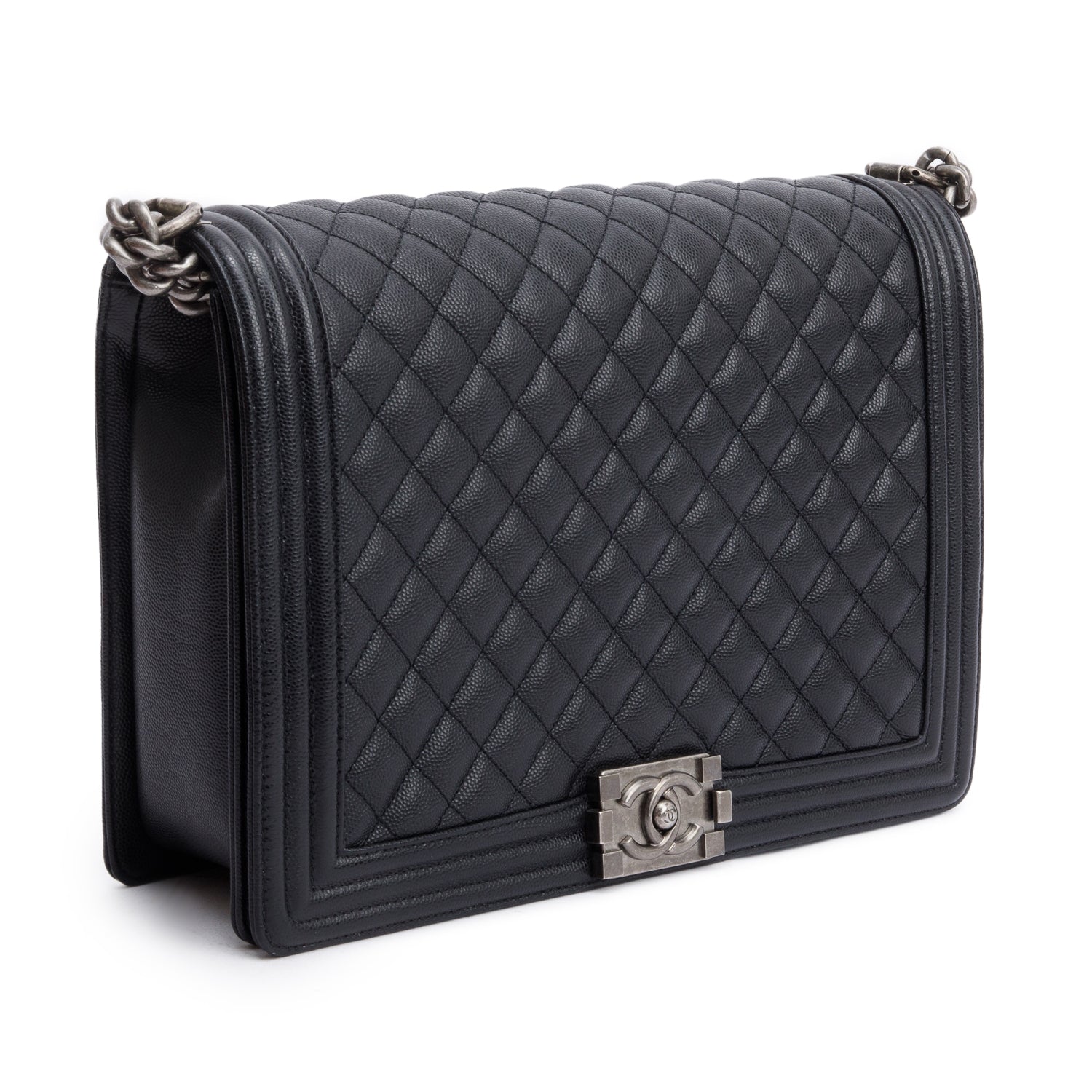 Chanel Black Quilted Caviar Leather XL Boy Bag