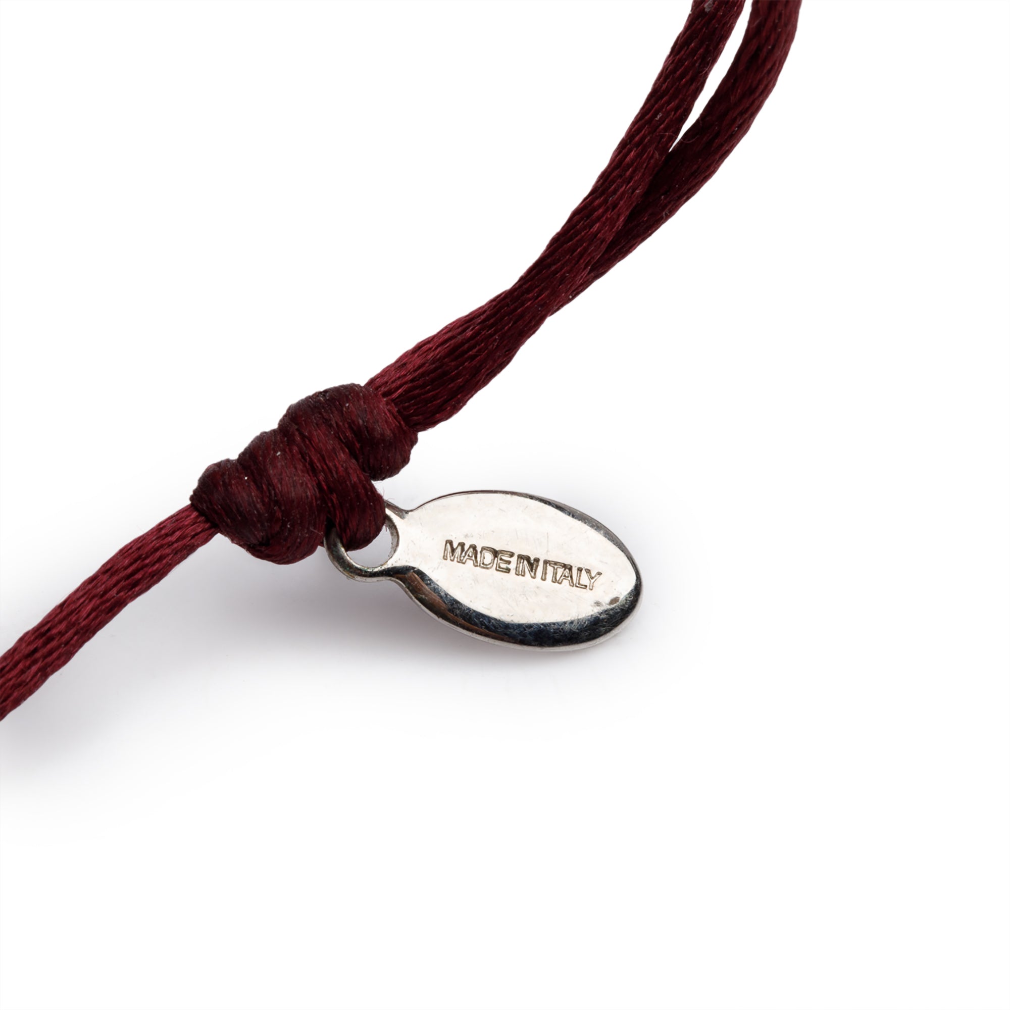 Valentino Burgundy Cotton Palladium Plated Vlogo Signature Wrap Bracelet w/ Box