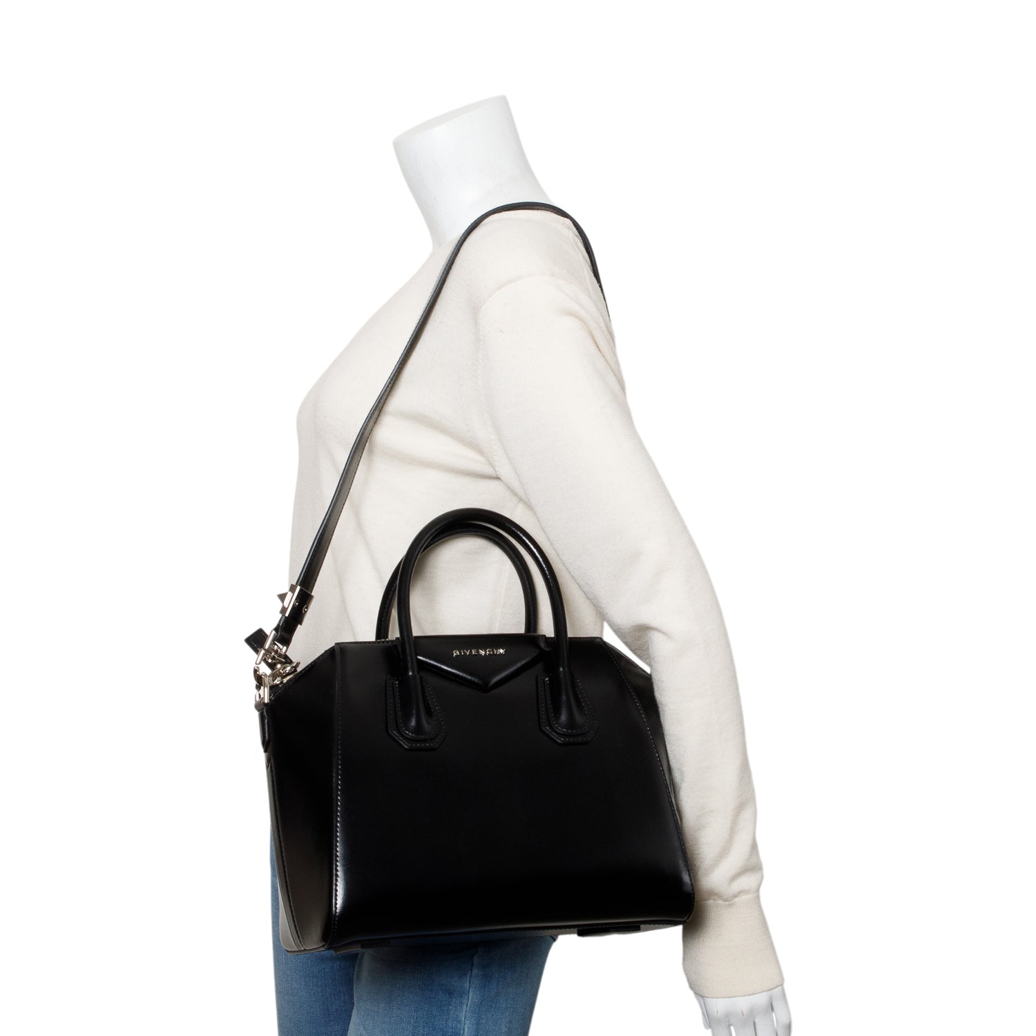Givenchy Black Smooth Leather Small Antigona Satchel