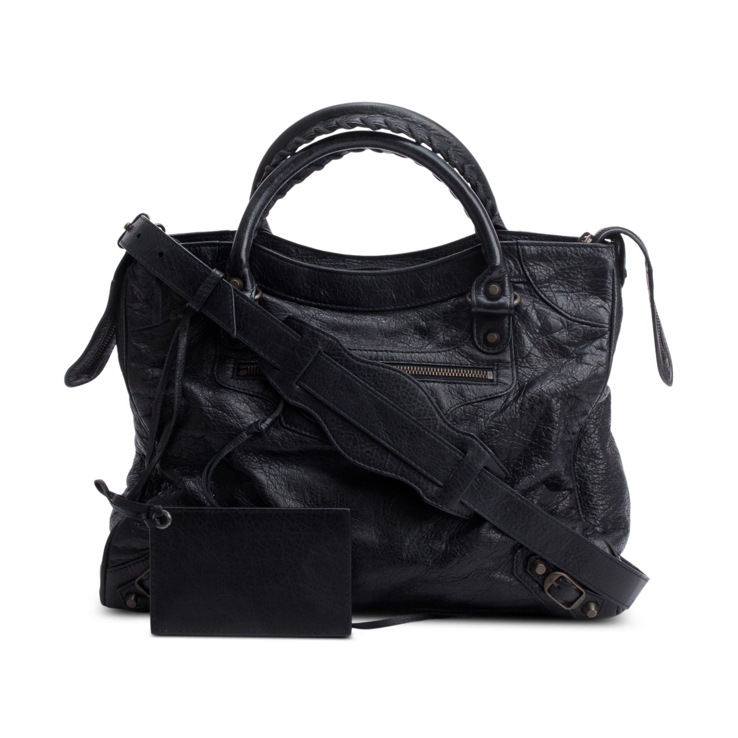 Balenciaga Black Agneu Leather Motocross Classic City Velo Bag