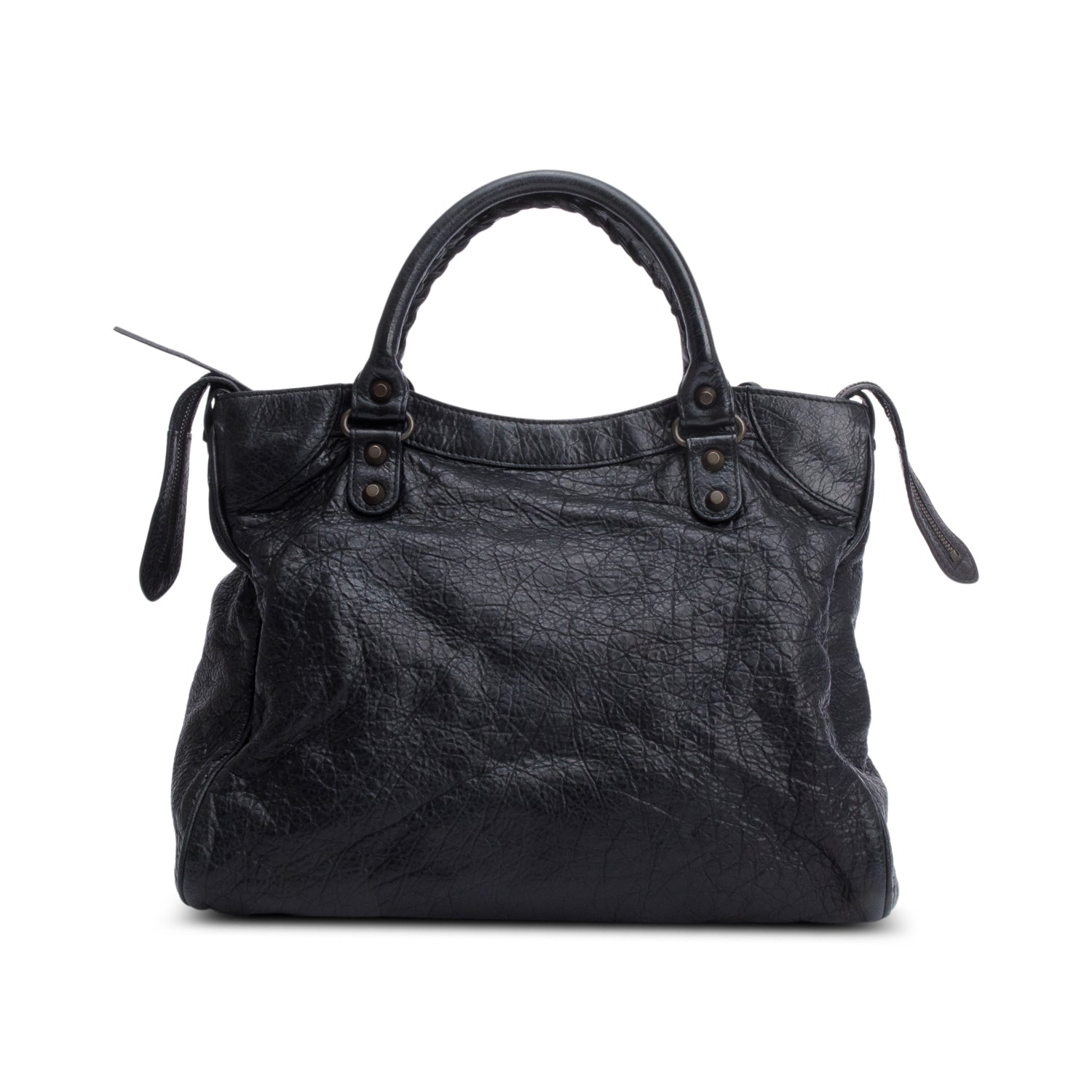 Balenciaga Black Agneu Leather Motocross Classic City Velo Bag