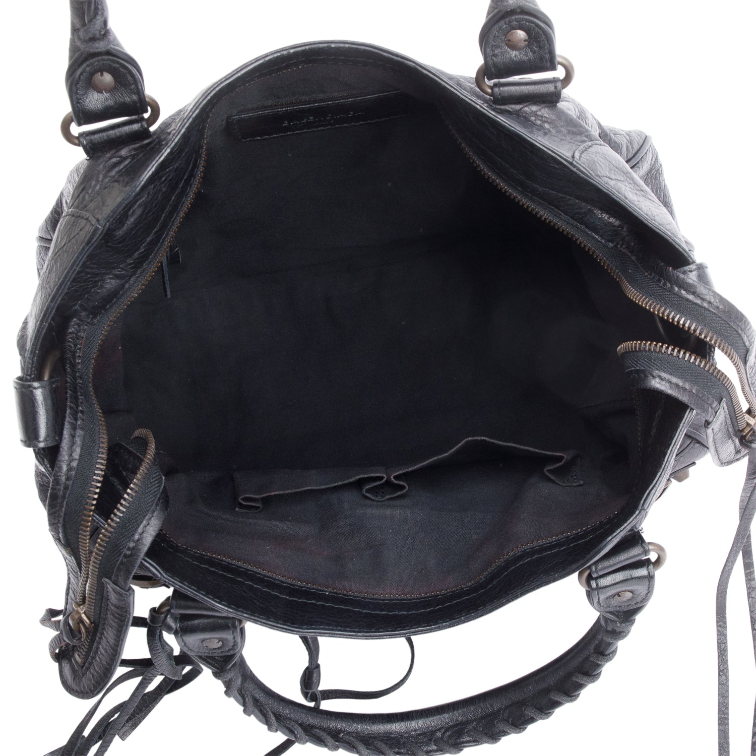 Balenciaga Black Agneu Leather Motocross Classic City Velo Bag