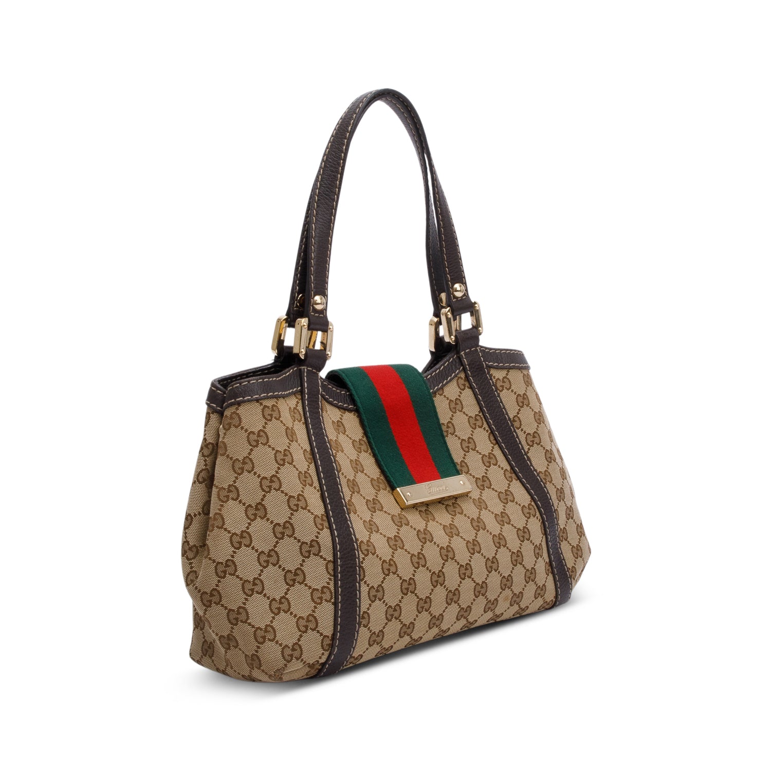Gucci Beige GG Canvas Web Sherry Hobo Bag