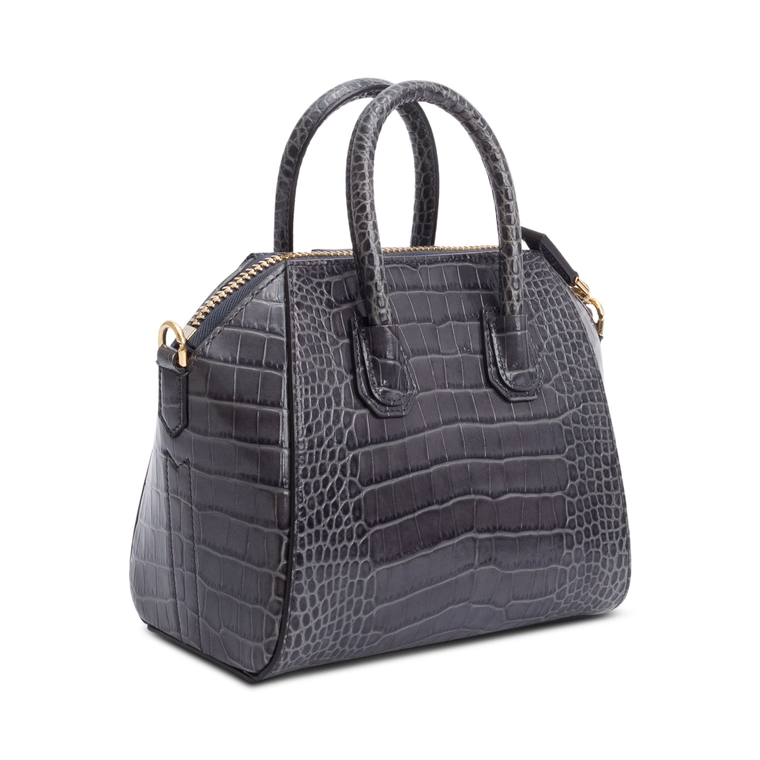 Givenchy Grey Croc Embossed Leather Mini Antigona Bag w/ Strap