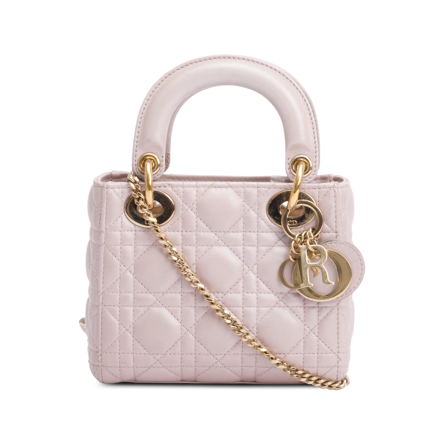 Christian Dior 2020 Pink Cannage Leather Mini Lady Dior Bag w/ Strap