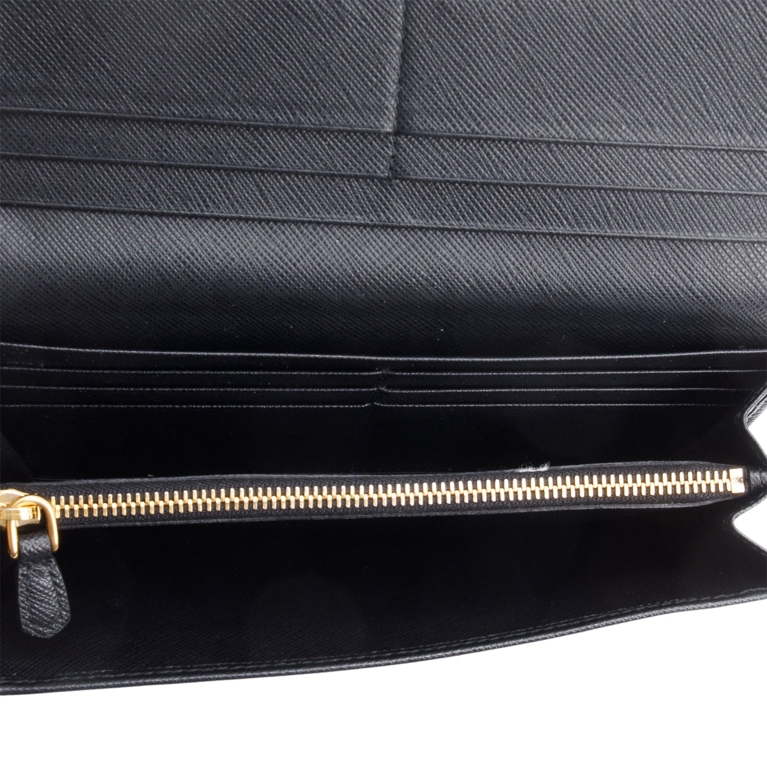 Prada Black Saffiano Metal Continental Wallet w/ Box & Authenticity Card