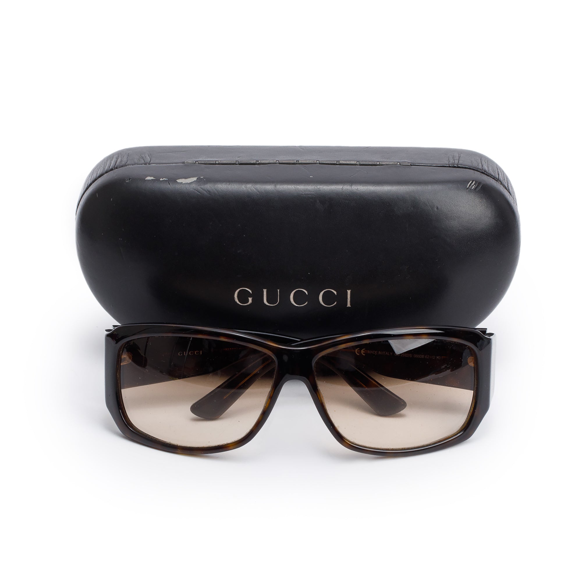 Gucci GG2592/S Havana Acetate Interlocking G Logo Rectangle Sunglasses w/ Case