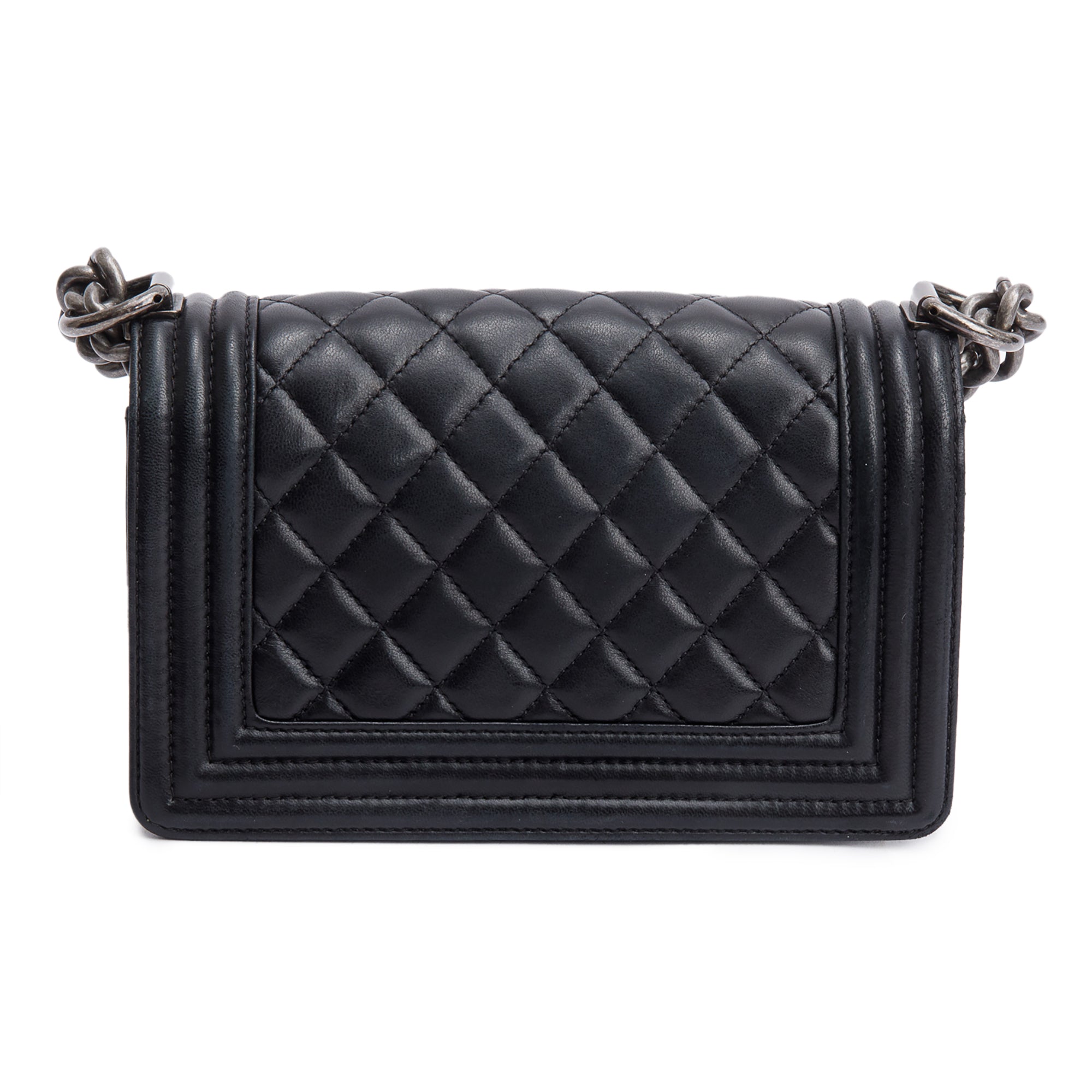 Chanel Black Quilted Lambskin Leather Small Boy Bag