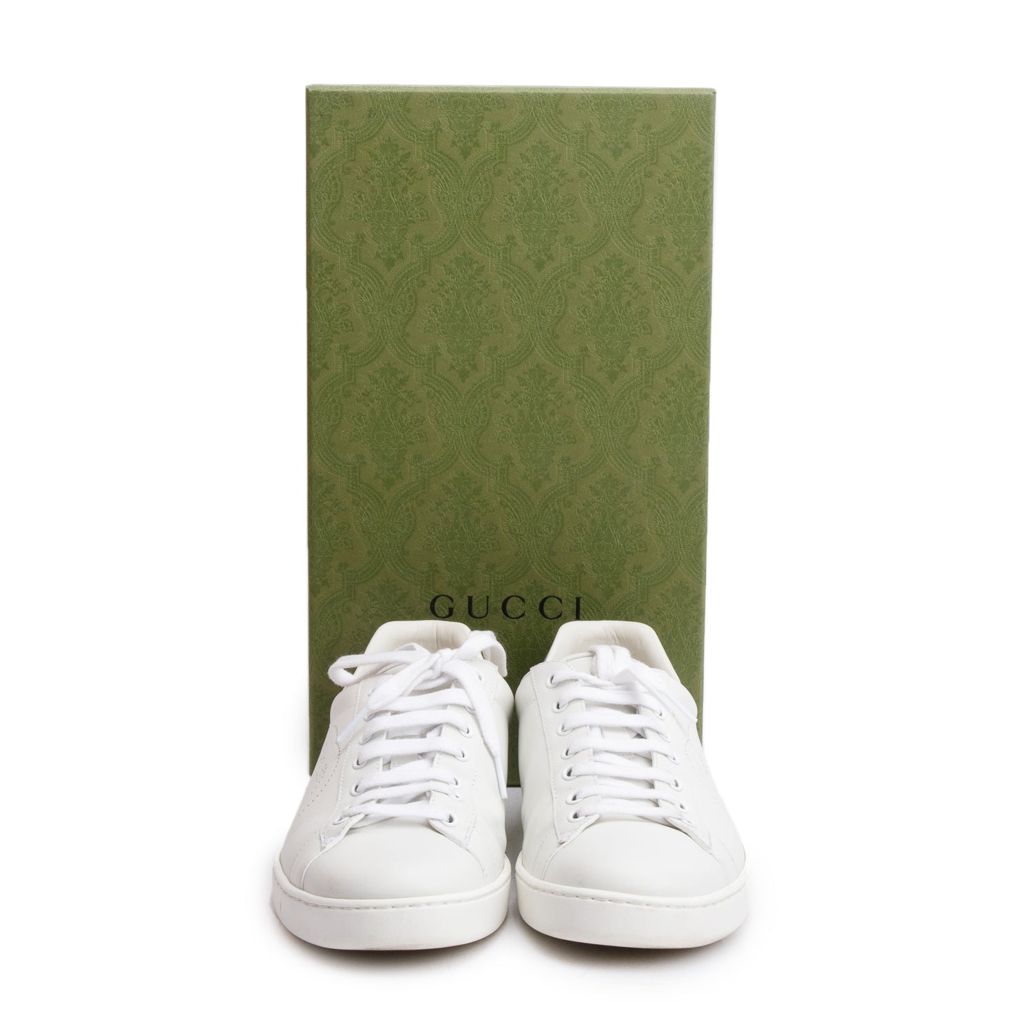 Gucci White Leather Perforated  Interlocking G Men's Ace Sneakers, Size 9 w/ Box