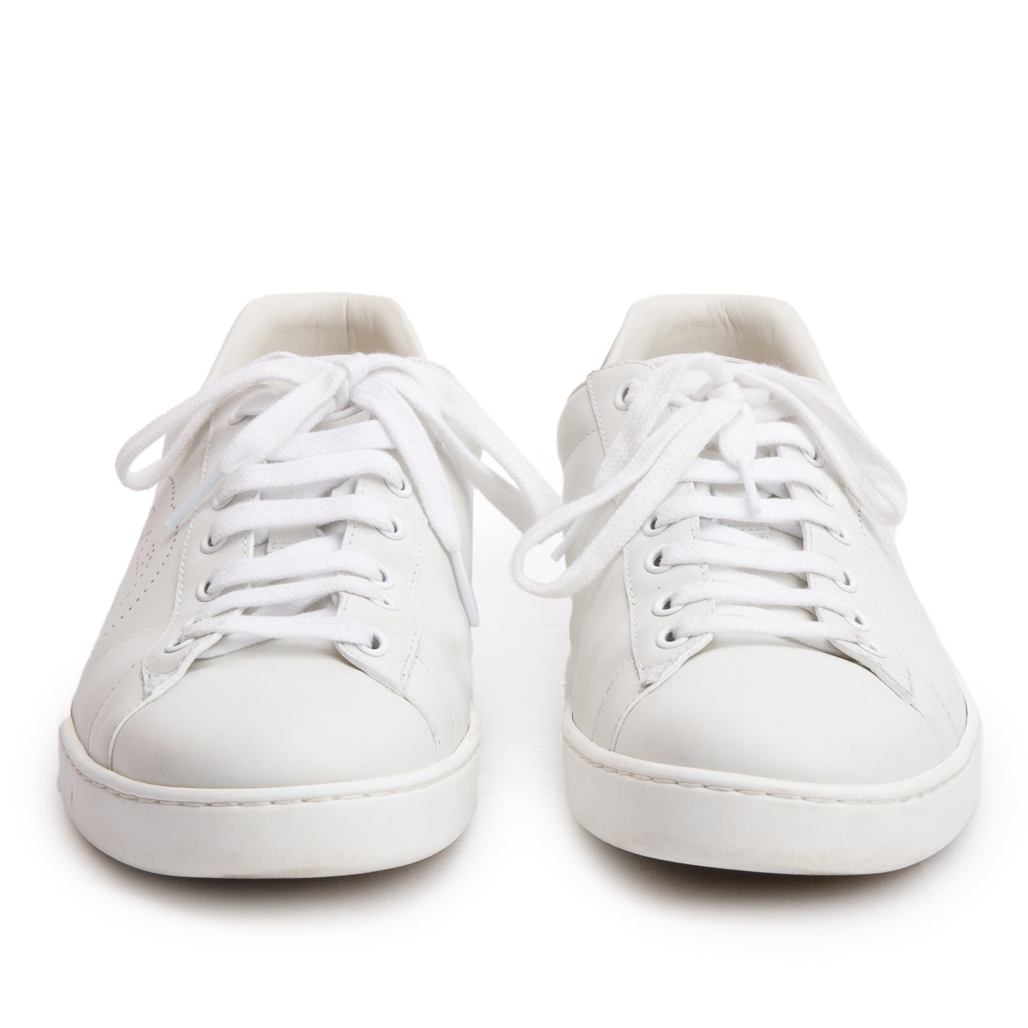 Gucci White Leather Perforated  Interlocking G Men's Ace Sneakers, Size 9 w/ Box