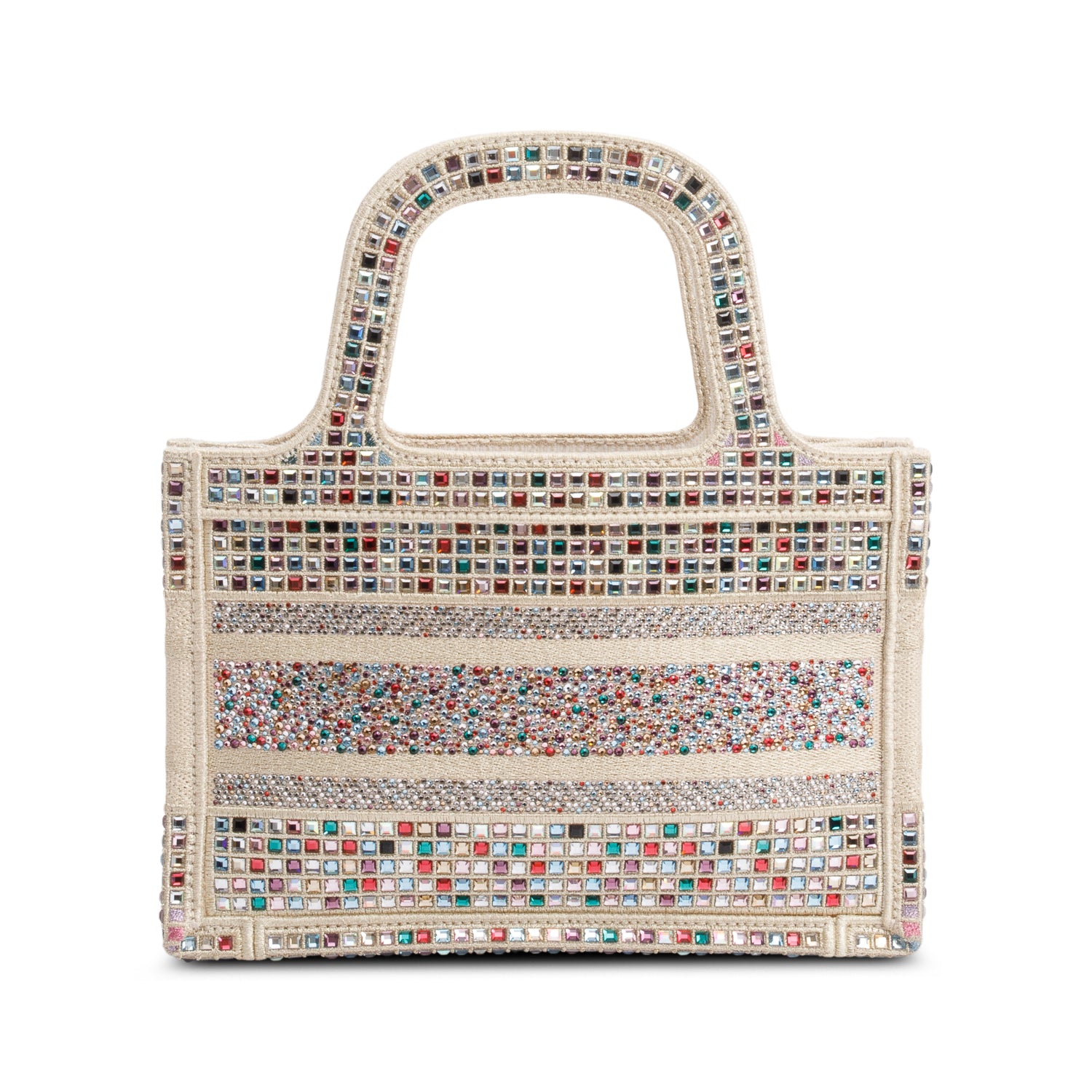 Christian Dior 2022 Metallic Gold Embroidery Crystal Embellished Mini Book Tote