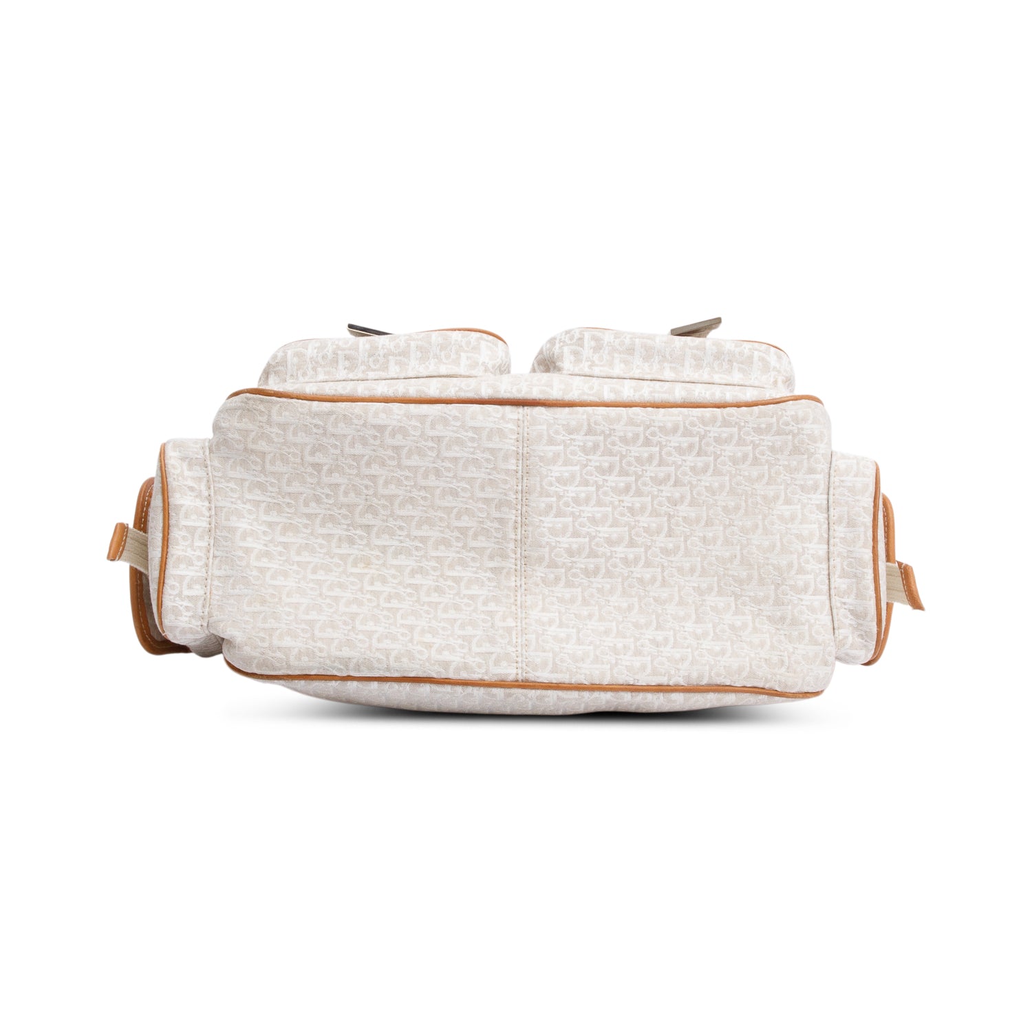 Christian Dior White Diorissimo Tan Leather Multi-Pocket Tote