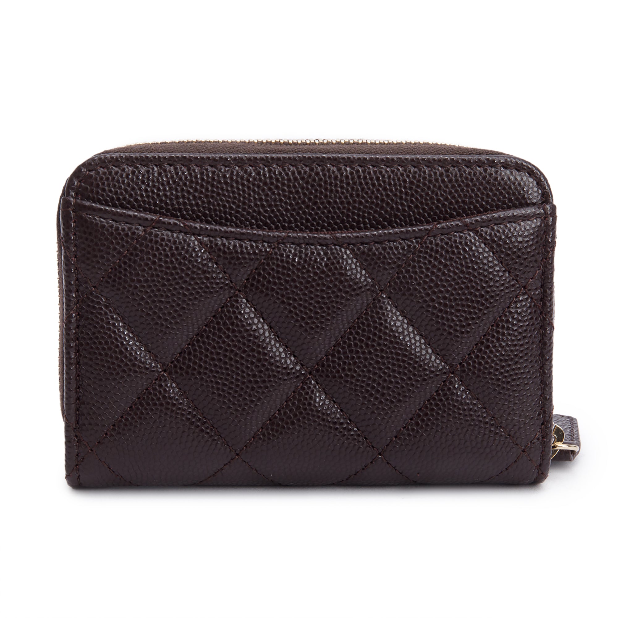 Chanel Brown Caviar Leather Classic Zipped Coin Purse w/ Box