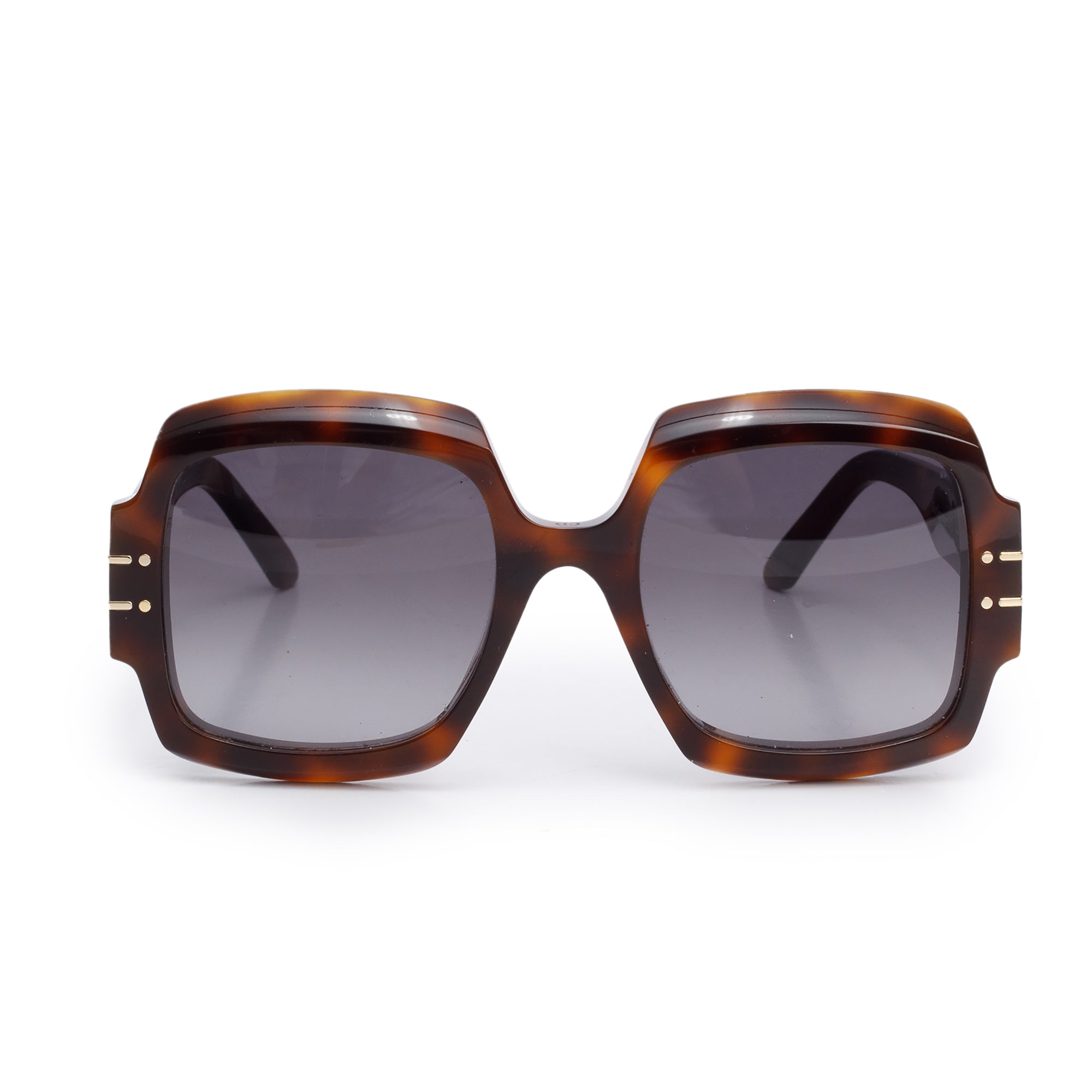 Christian Dior Brown Tortoise Acetate DiorSignature S1U Oversized Sunglasses w/ Case