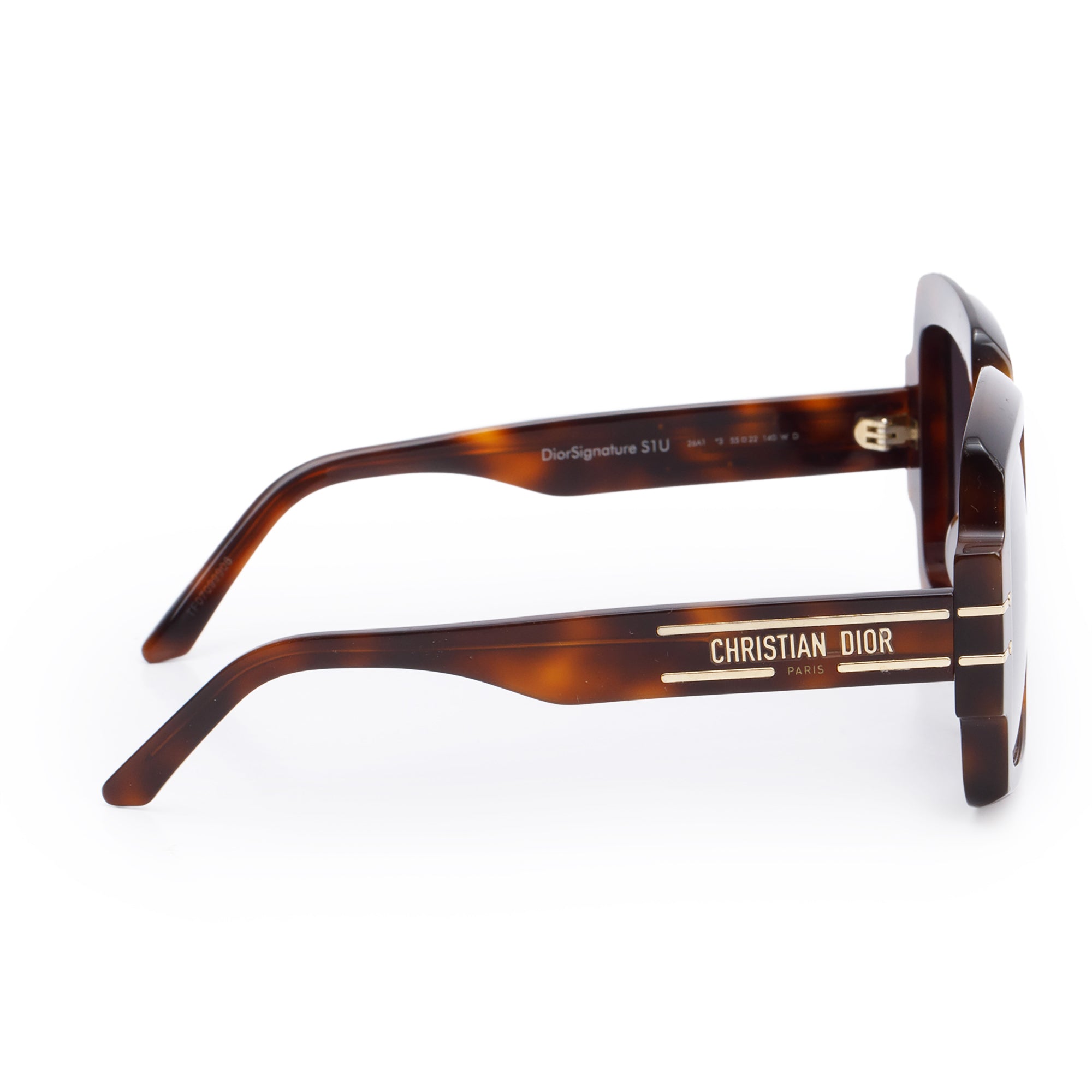 Christian Dior Brown Tortoise Acetate DiorSignature S1U Oversized Sunglasses w/ Case