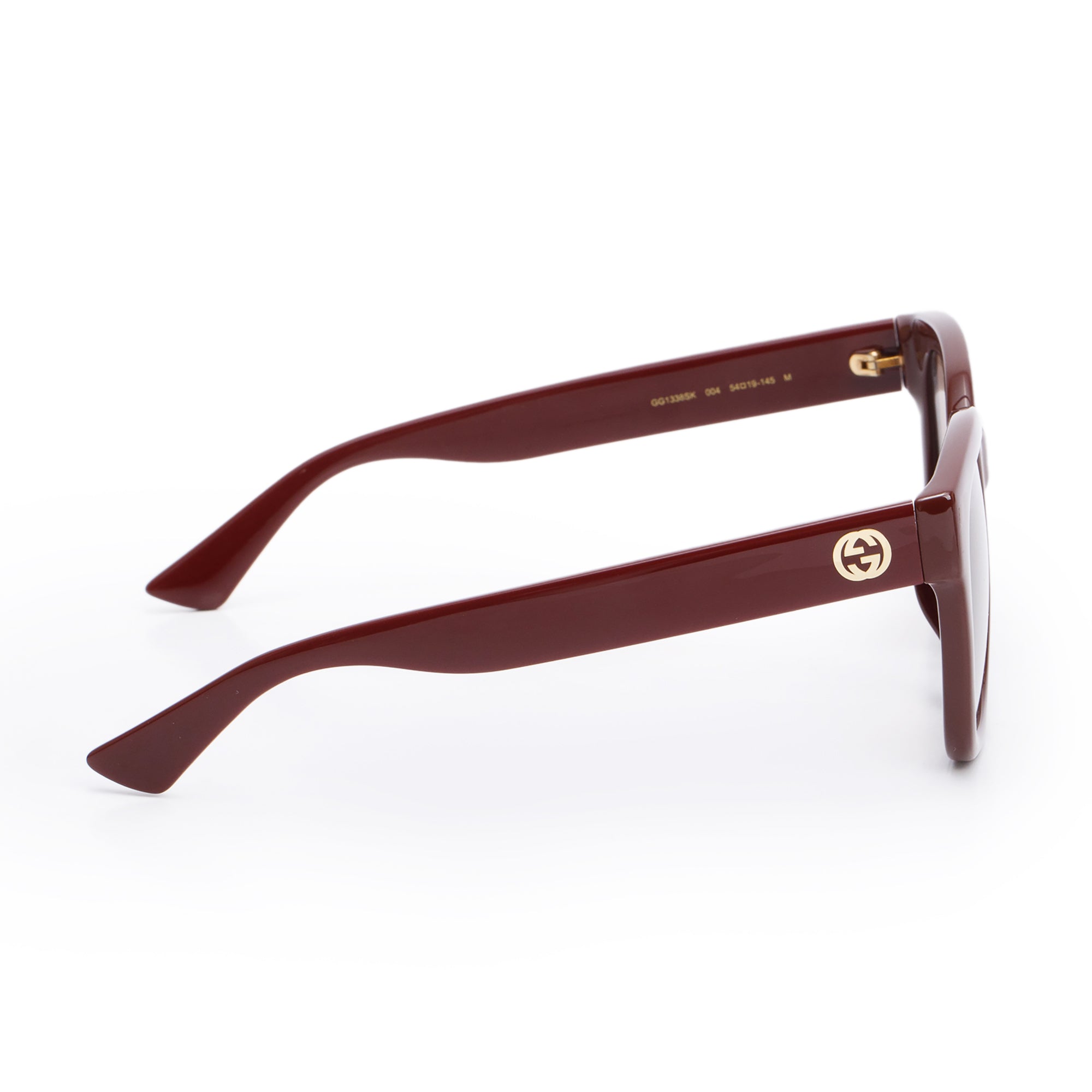 Gucci GG1338SK Burgundy Acetate Interlocking G Accent Oversize Square Sunglasses w/ Case