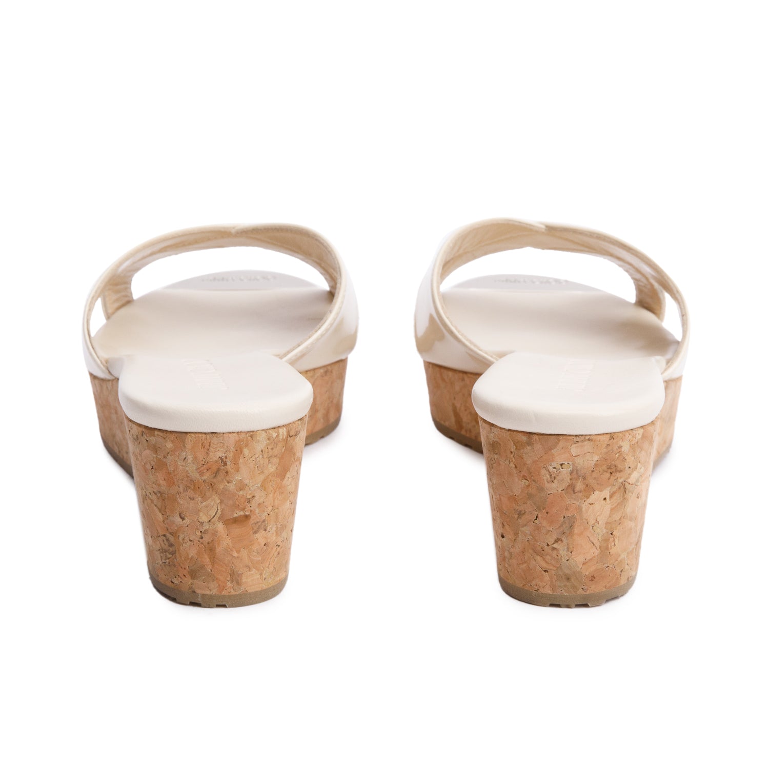 Jimmy Choo Neutral Patent Leather Panna Cork Wedge Sandals, Size 37 w/ Box