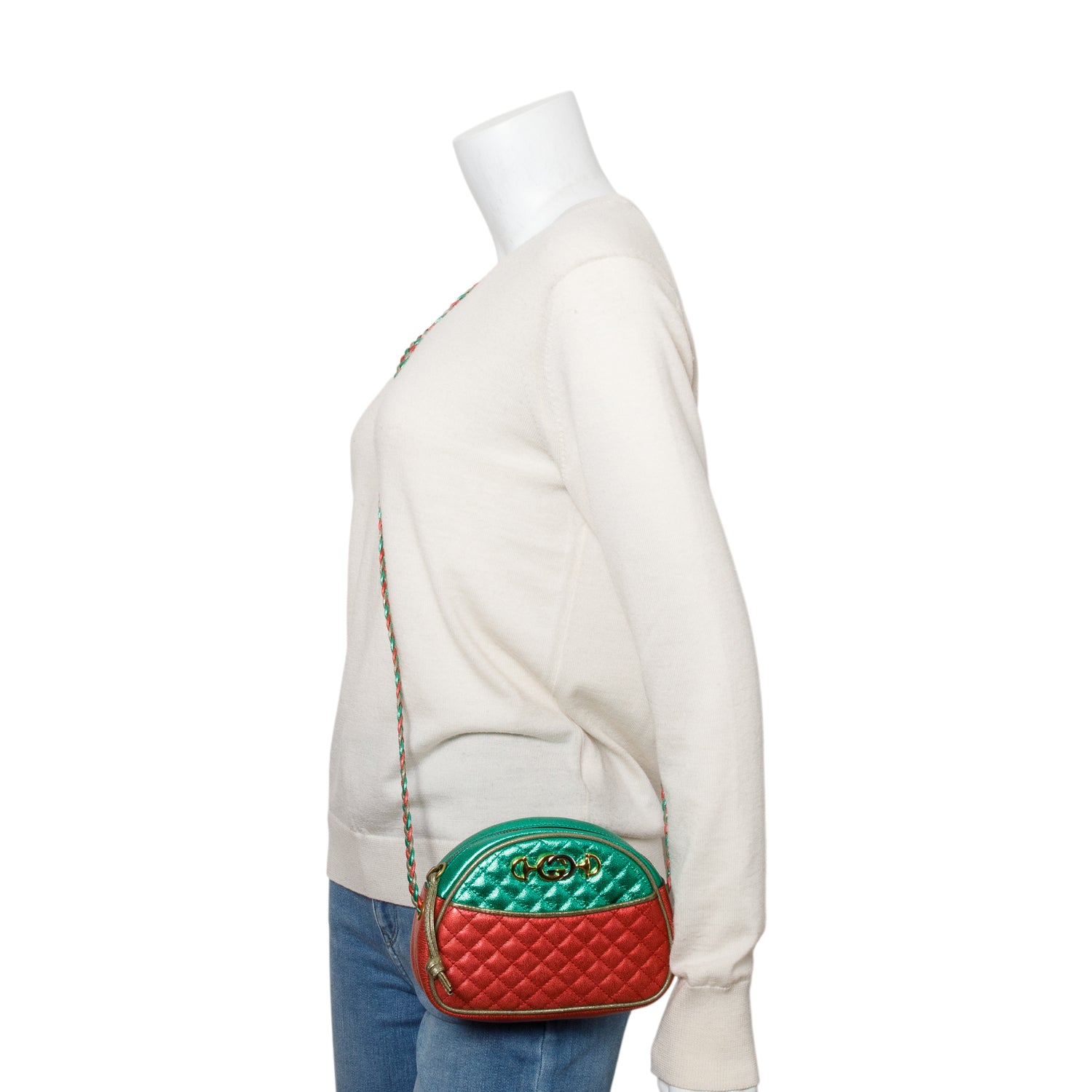 Gucci Tricolor Metallic Trapuntata Quilted Leather Mini Zumi Dome Crossbody Bag